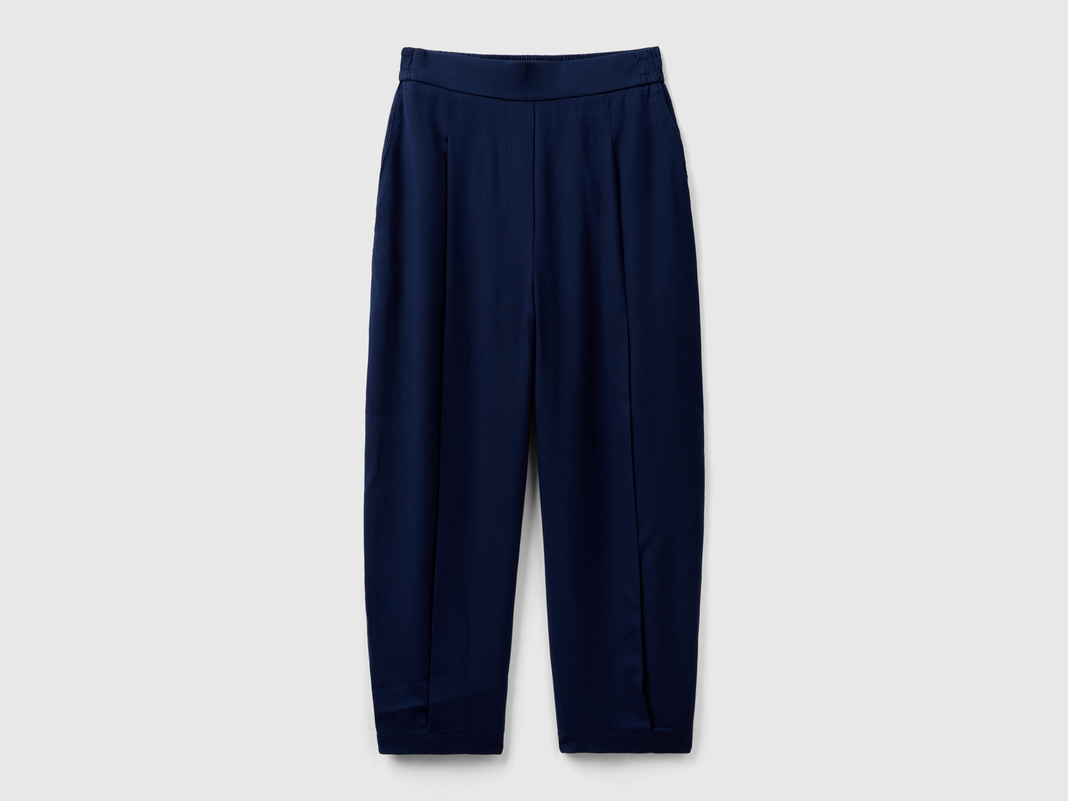 Pantaloni cropped con pieghe da donna blu scuro | Benetton Outlet