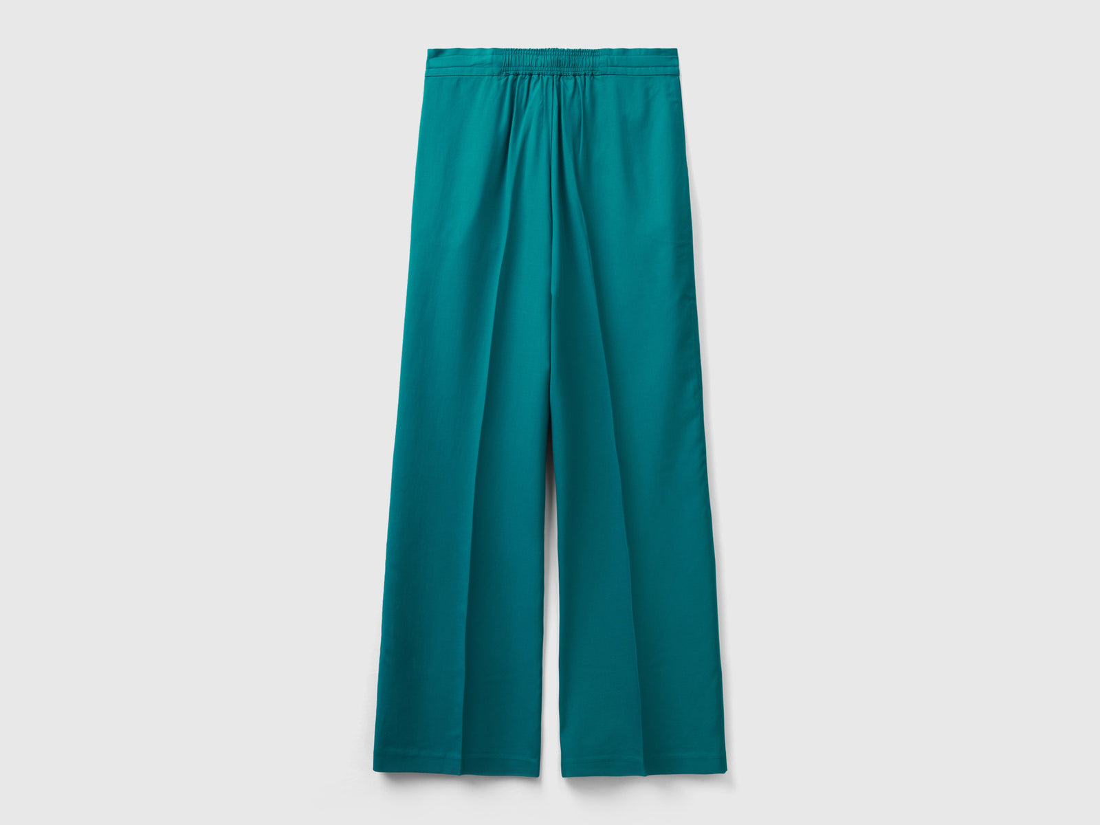 Pantaloni in puro lyocell da donna verde ottanio 2 | Benetton Outlet