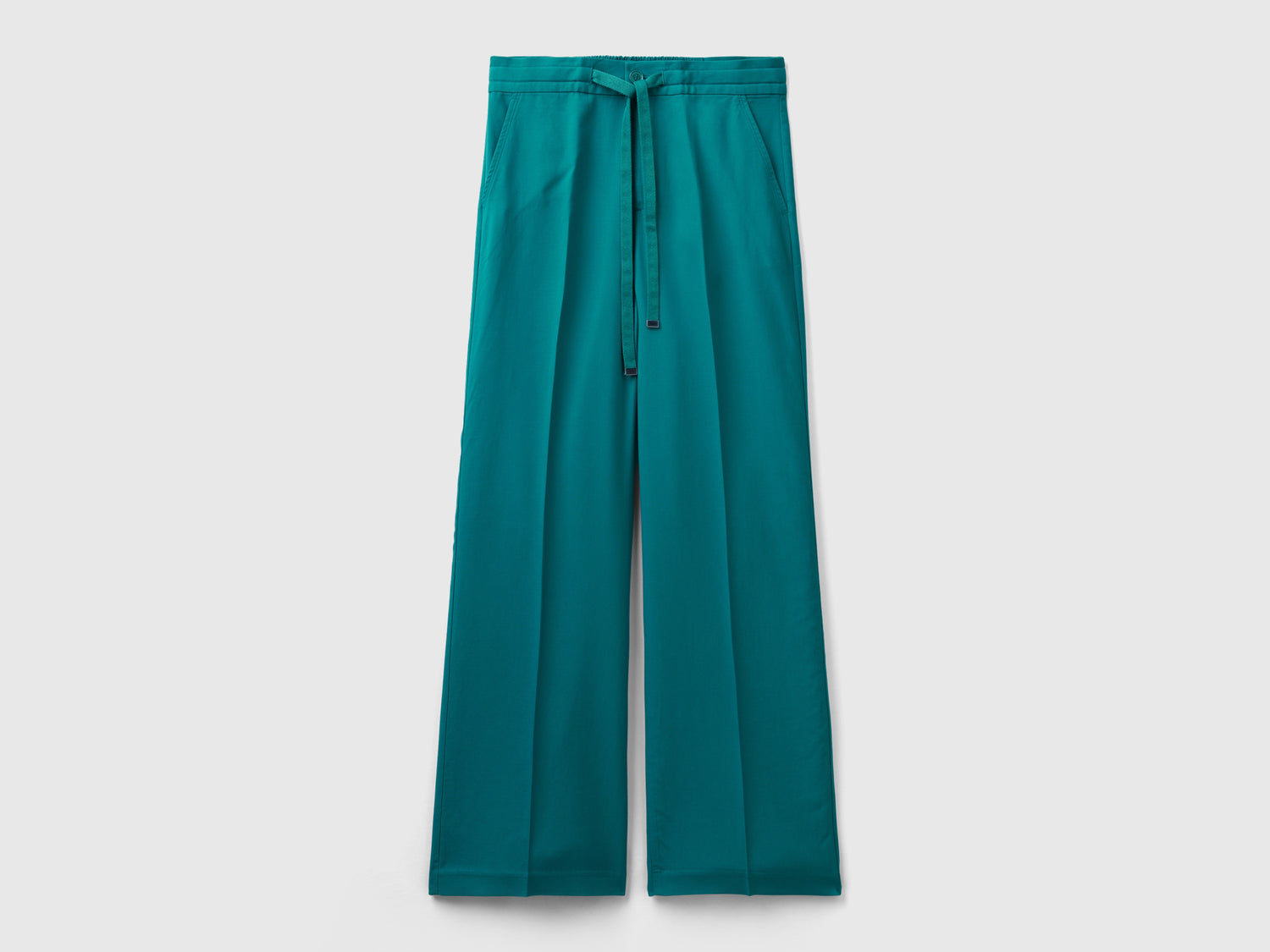 Pantaloni in puro lyocell da donna verde ottanio | Benetton Outlet