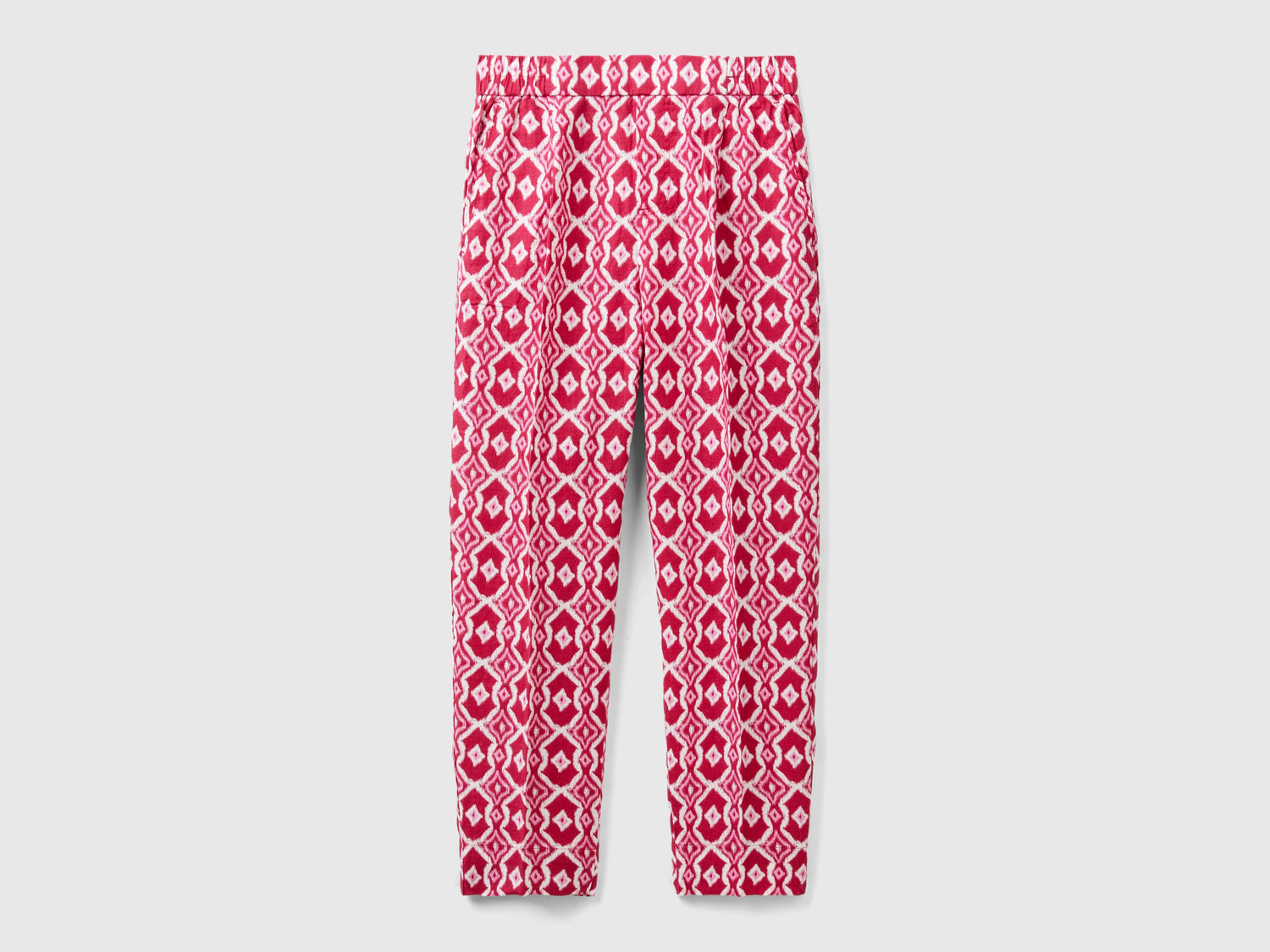 Pantaloni in lino stampato da donna ciclamino | Benetton Outlet
