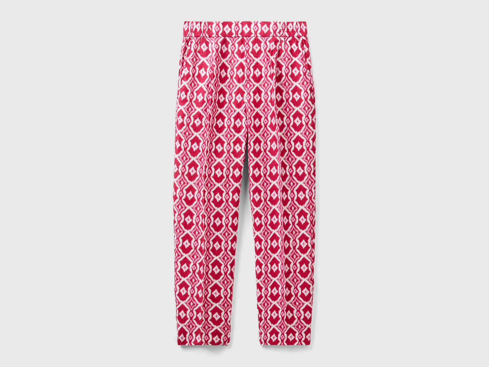 Pantaloni in lino stampato da donna ciclamino | Benetton Outlet