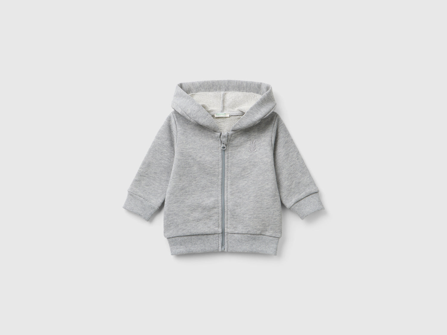 Felpa con cappuccio in cotone bio da neonato grigio chiaro | Benetton Outlet
