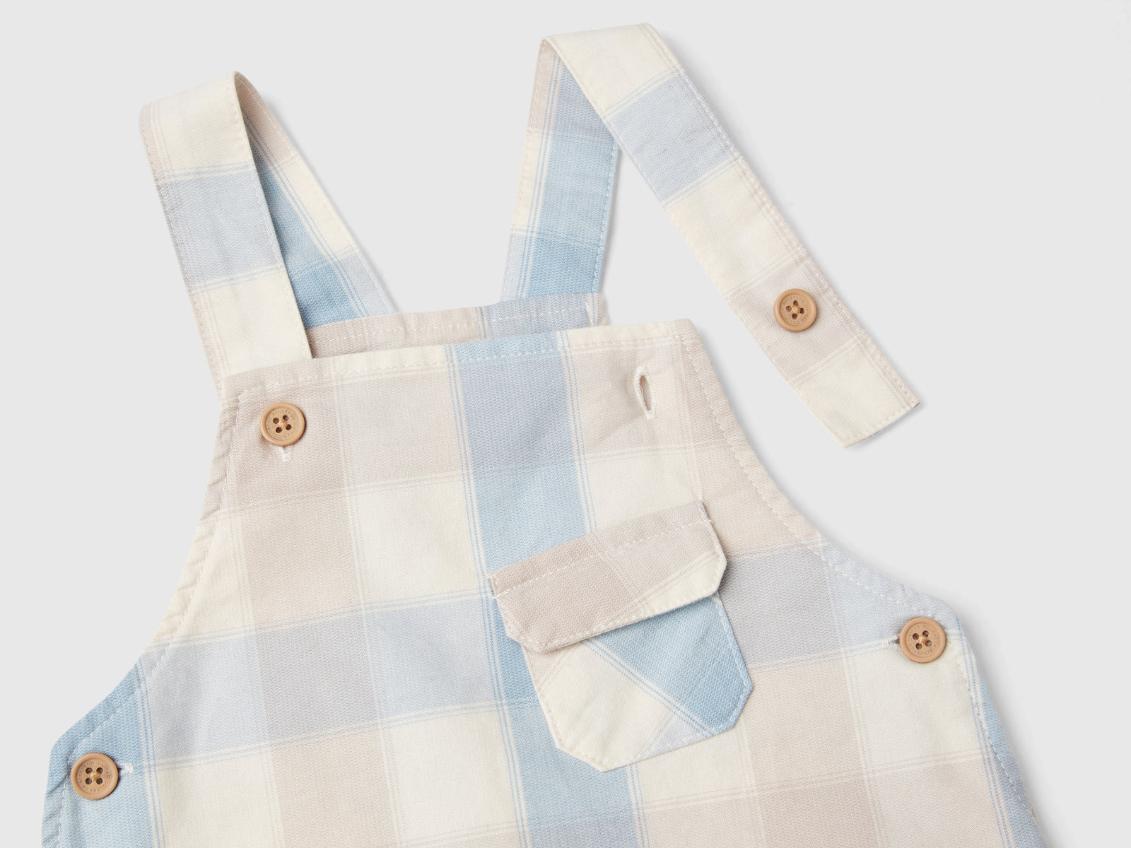 Salopette a quadri in cotone stretch da neonato multi-color 3 | Benetton Outlet