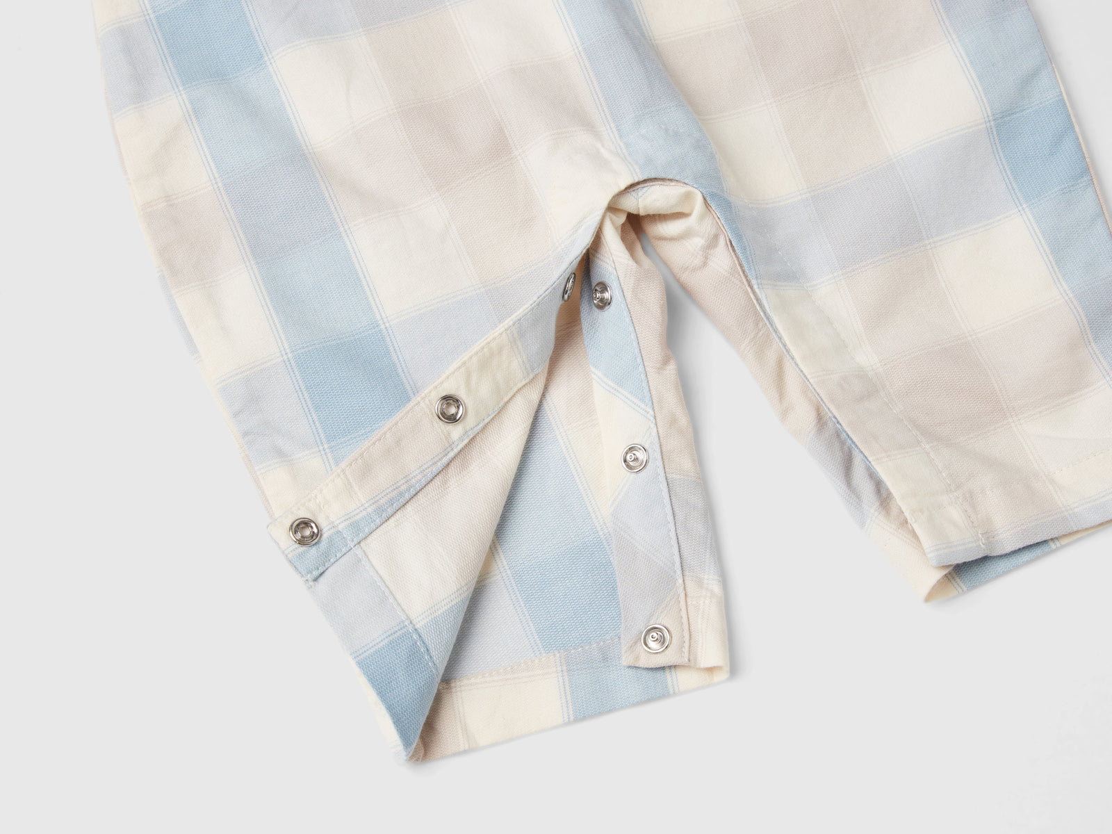 Salopette a quadri in cotone stretch da neonato multi-color 4 | Benetton Outlet