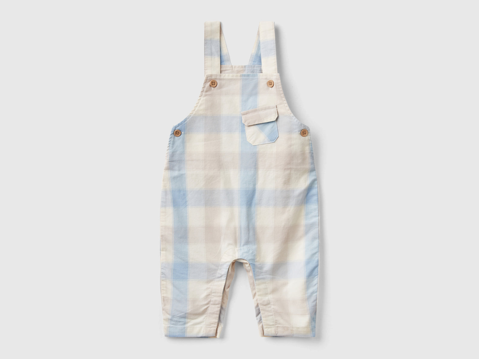 Salopette a quadri in cotone stretch da neonato multi-color | Benetton Outlet