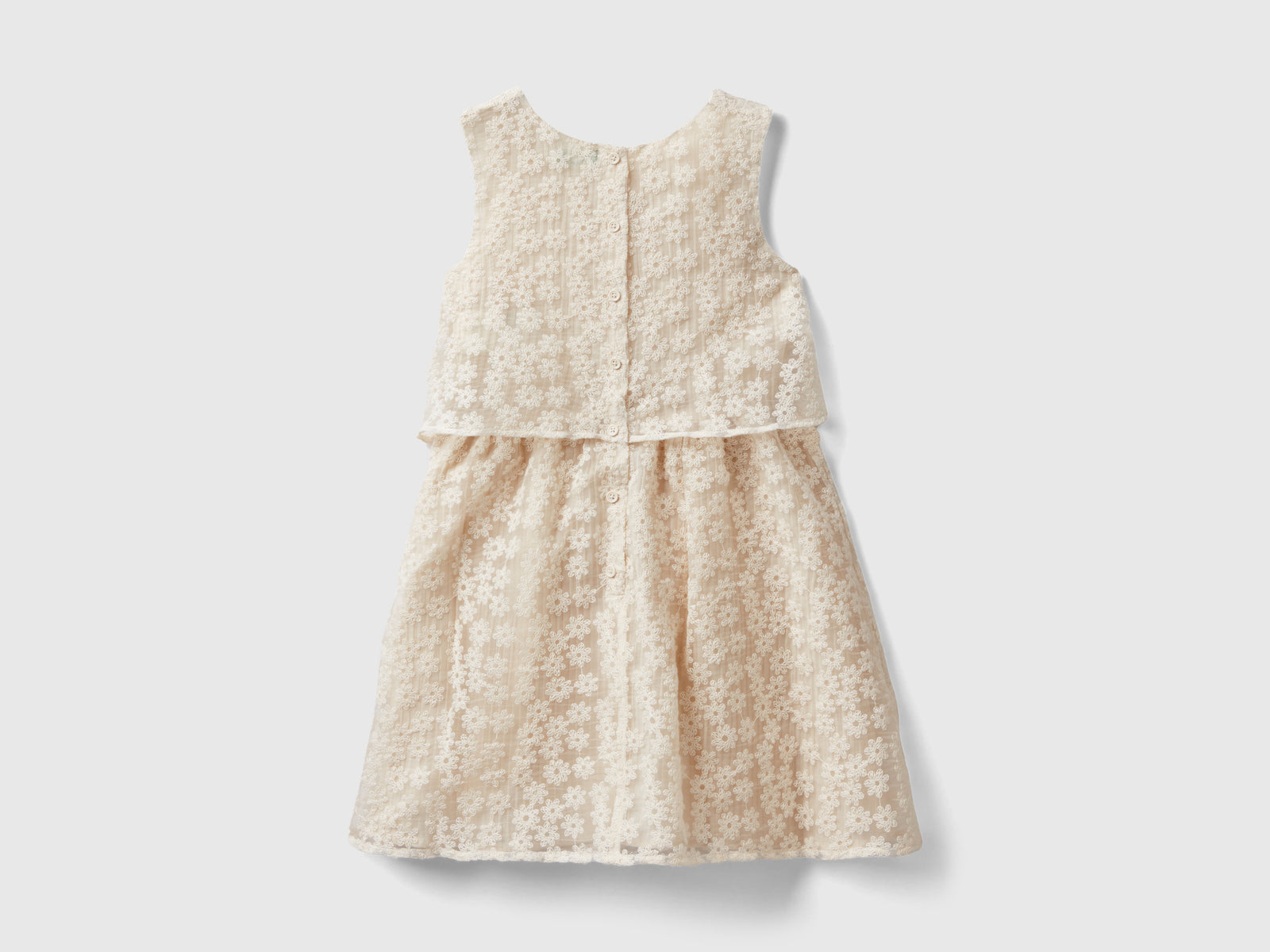 Abito corto in macramè da bambina beige 2 | Benetton Outlet