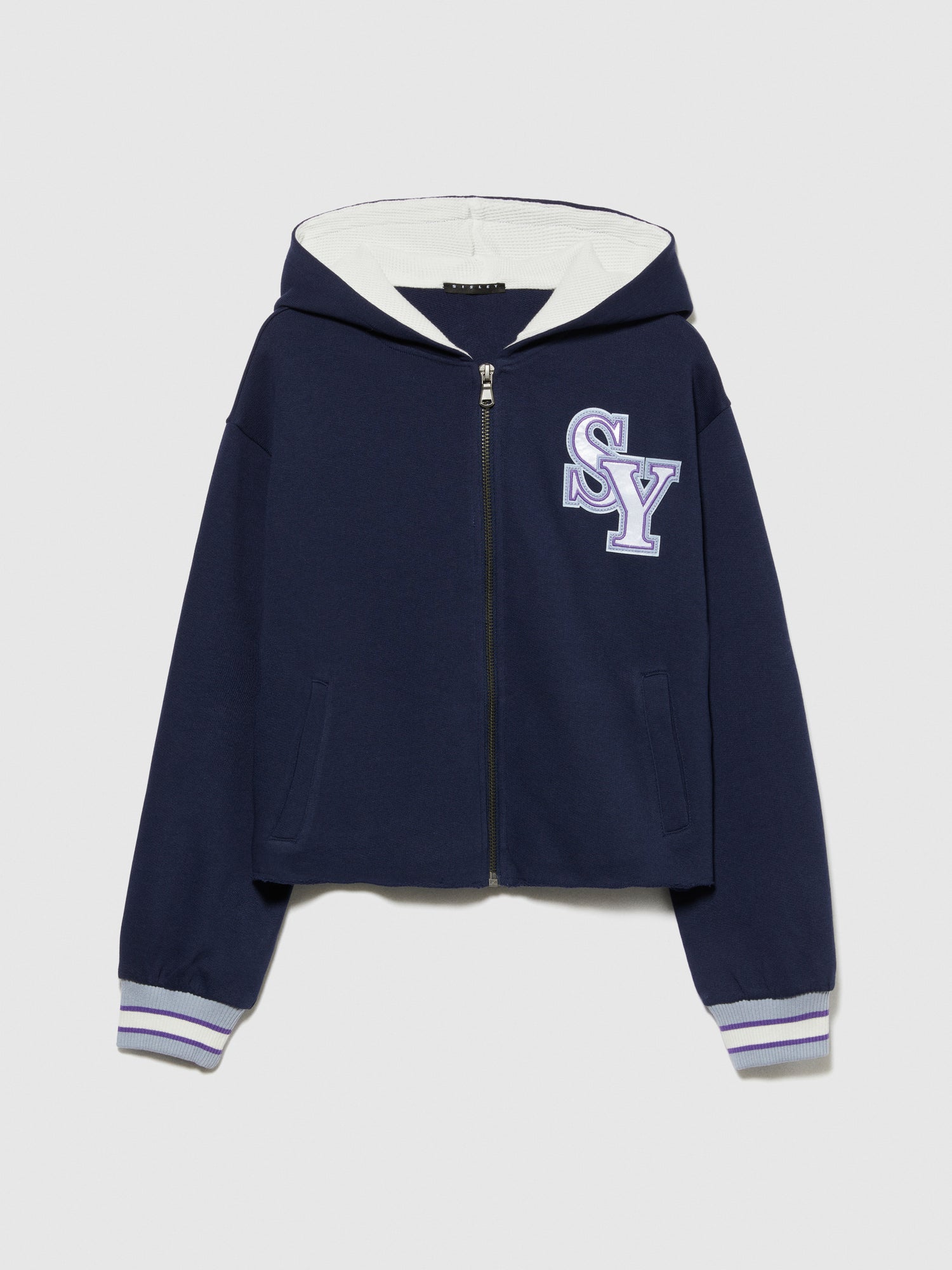 Felpa cropped con ricamo da bambina blu scuro | Sisley young Outlet