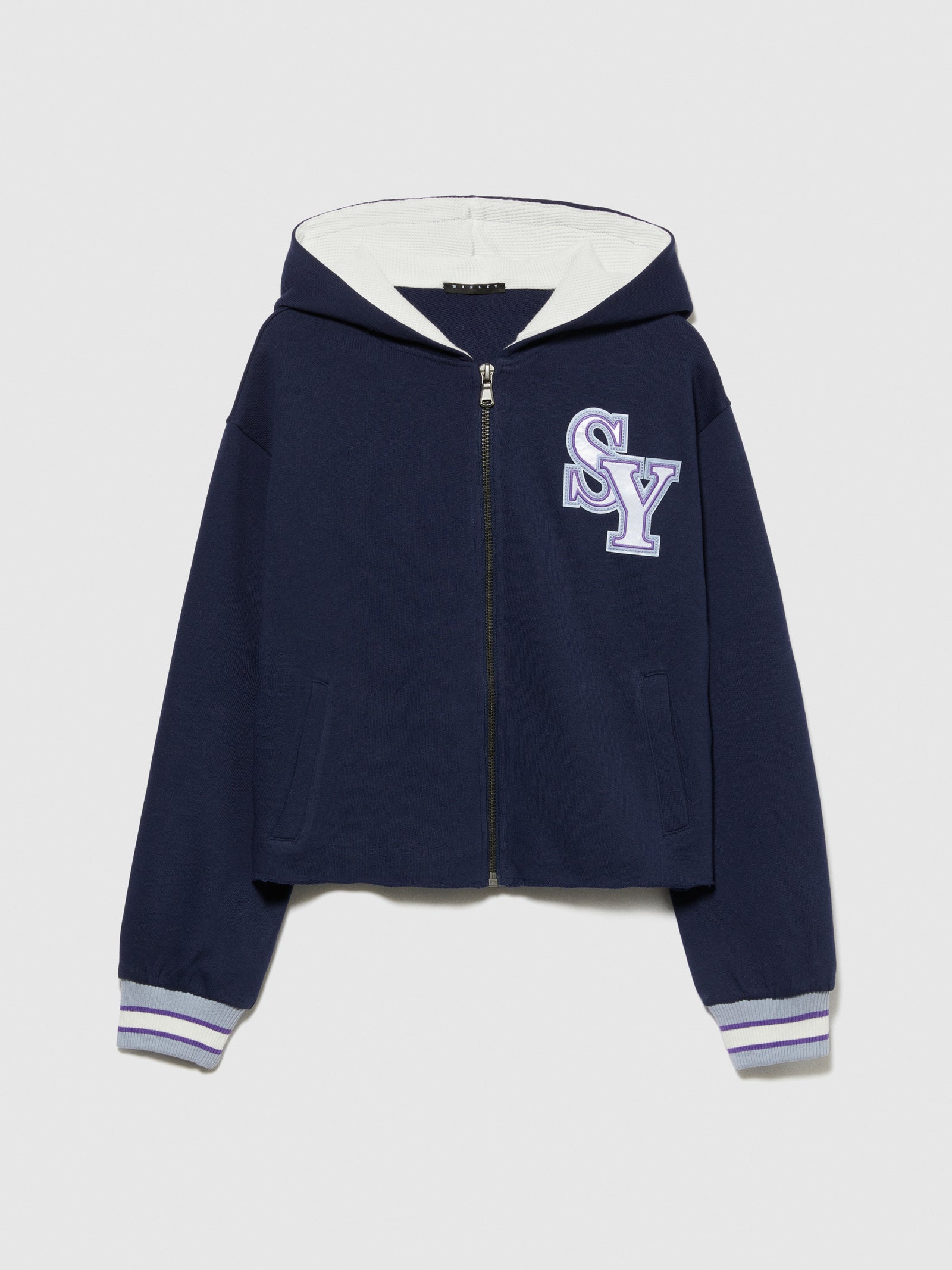 Felpa cropped con ricamo da bambina blu scuro | Sisley young Outlet
