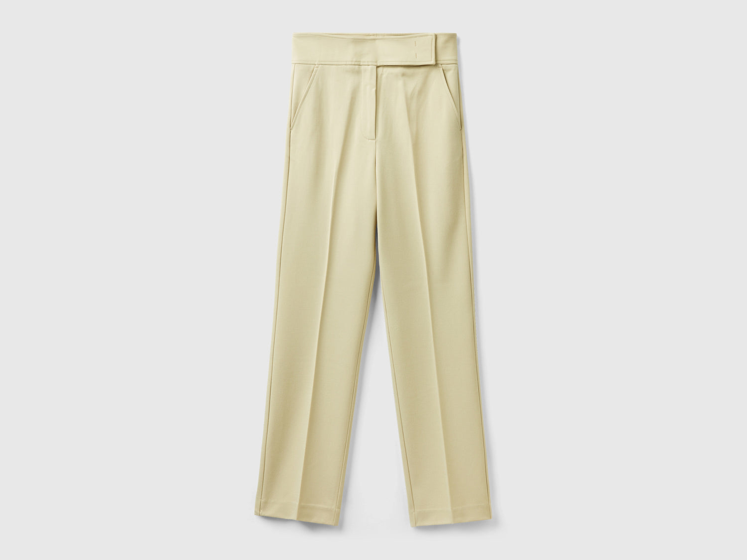 Pantaloni in misto viscosa stretch da donna beige | Benetton Outlet