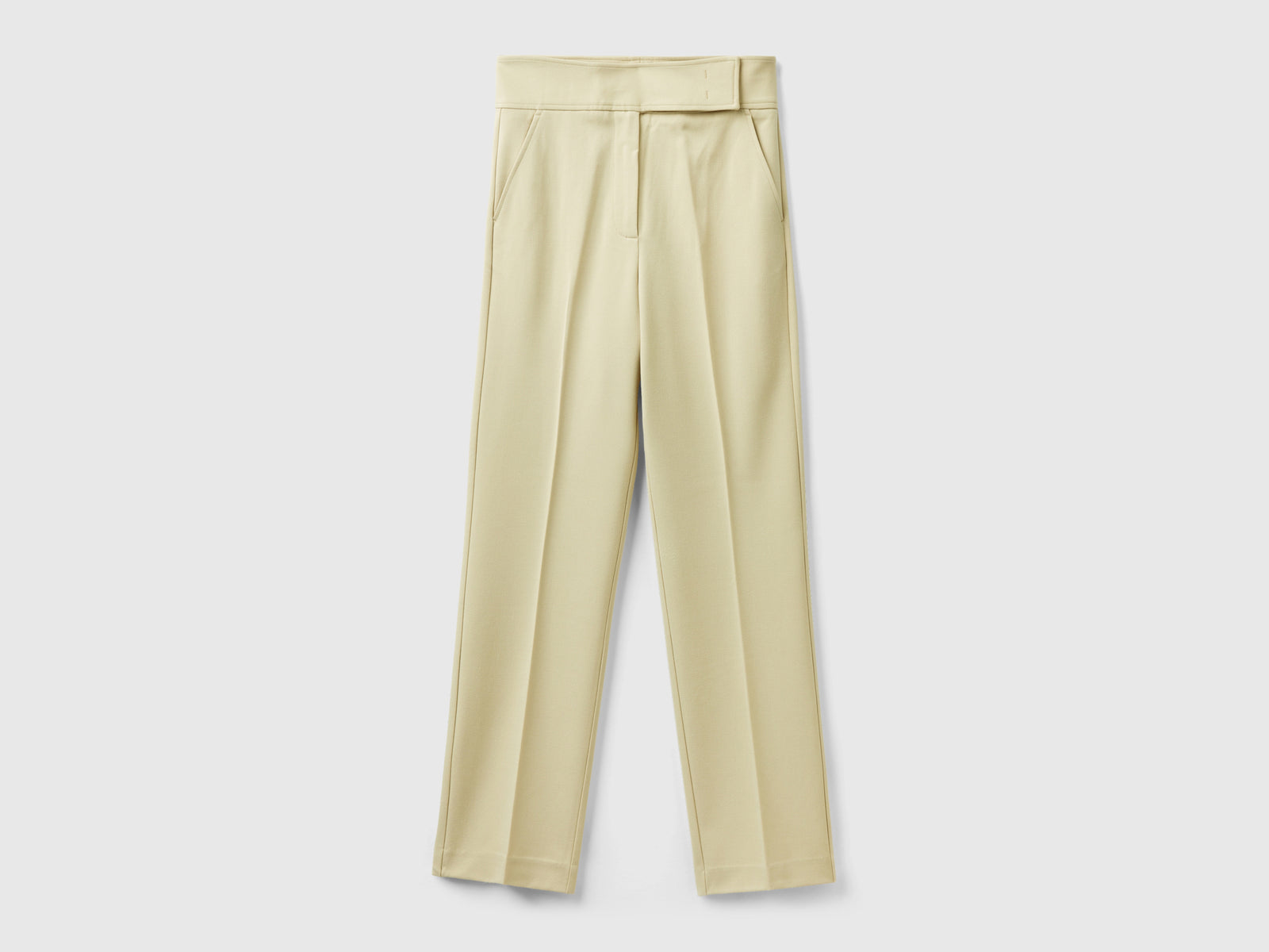 Pantaloni in misto viscosa stretch da donna beige | Benetton Outlet