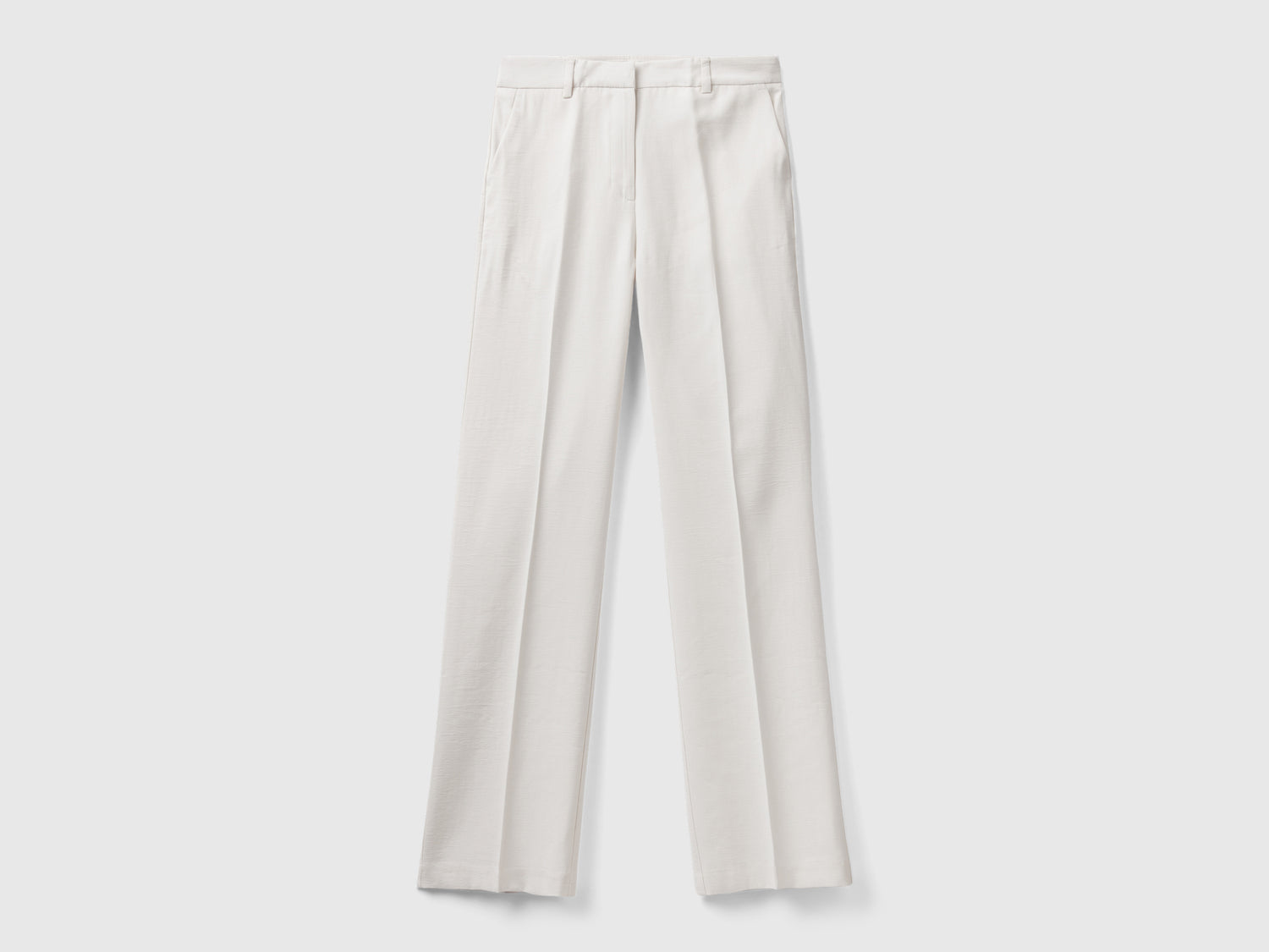 Pantaloni gamba dritta con piega da donna bianco panna | Benetton Outlet