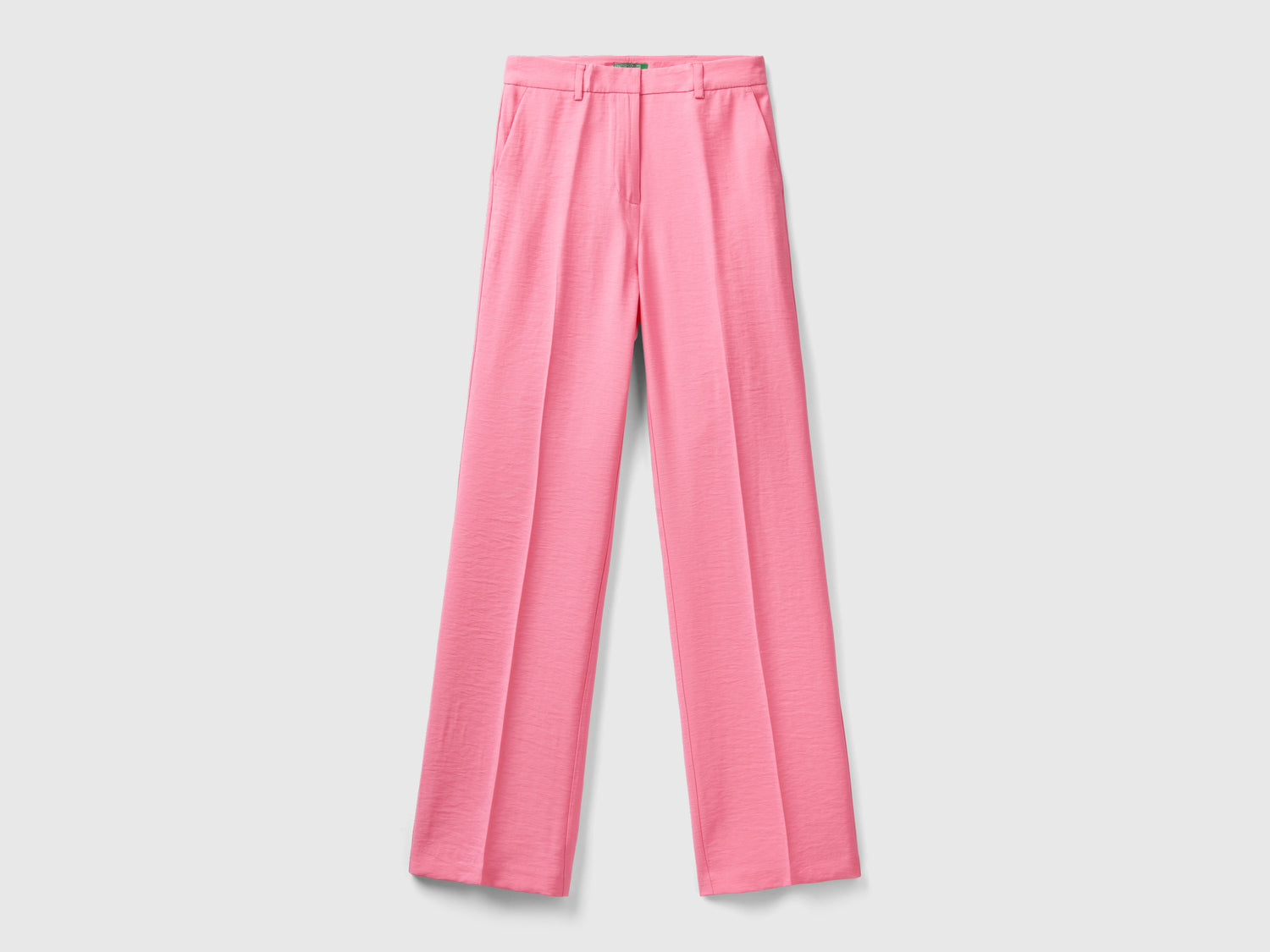 Pantaloni gamba dritta con piega da donna rosa | Benetton Outlet