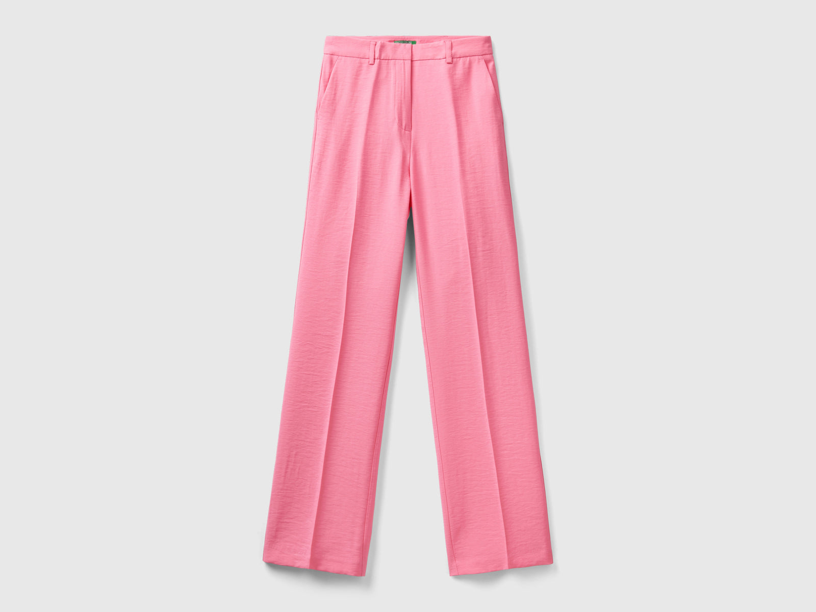 Pantaloni gamba dritta con piega da donna rosa | Benetton Outlet
