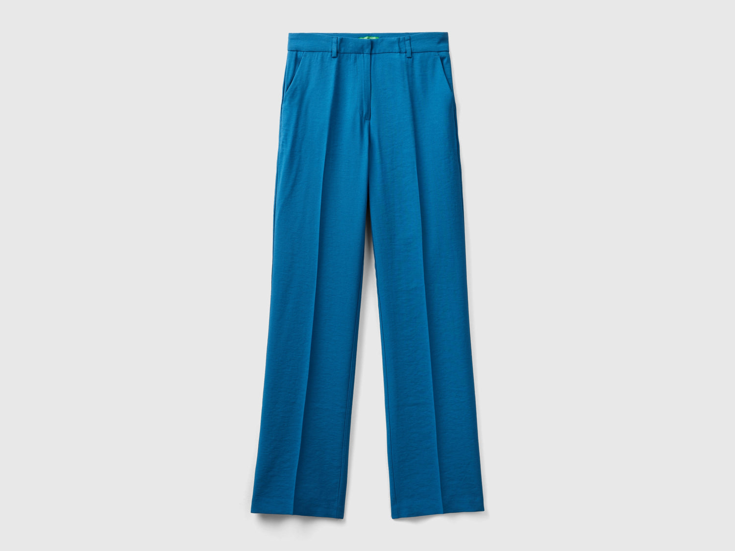 Pantaloni gamba dritta con piega da donna blu | Benetton Outlet