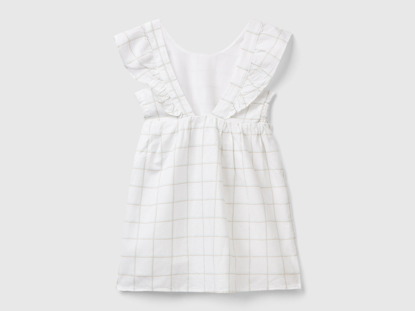 Vestito fantasia in misto lino da bambina bianco 2 | Benetton Outlet