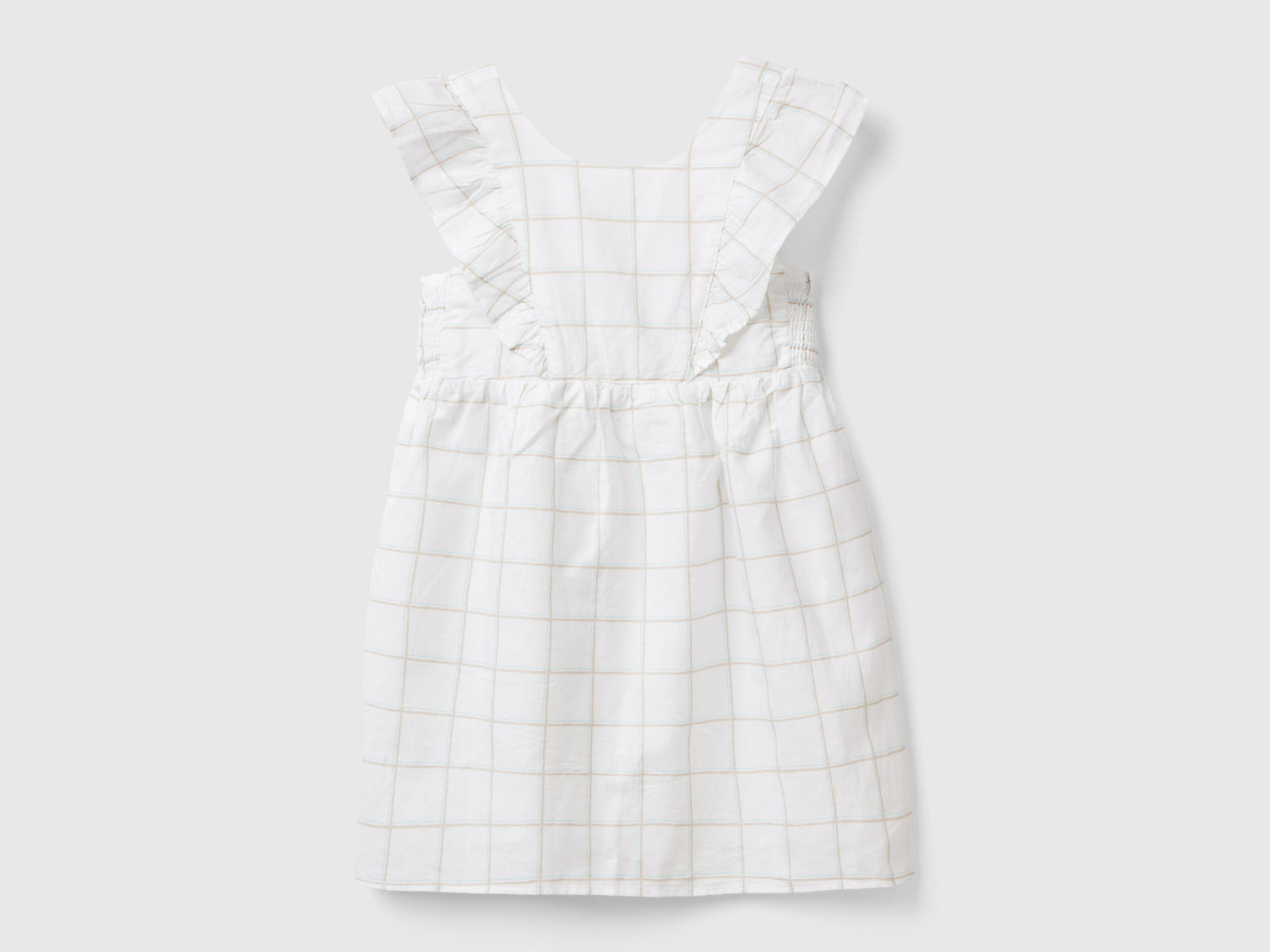 Vestito fantasia in misto lino da bambina bianco | Benetton Outlet