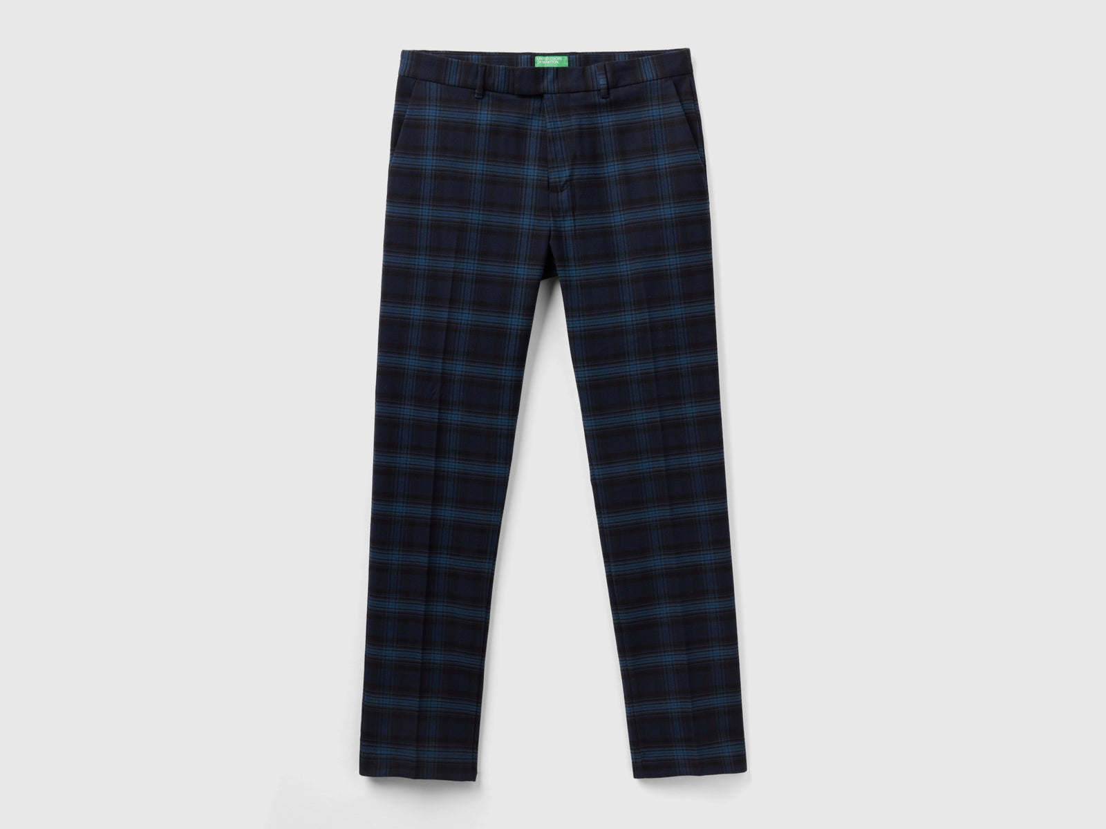 Pantaloni tartan in flanella da uomo blu scuro | Benetton Outlet