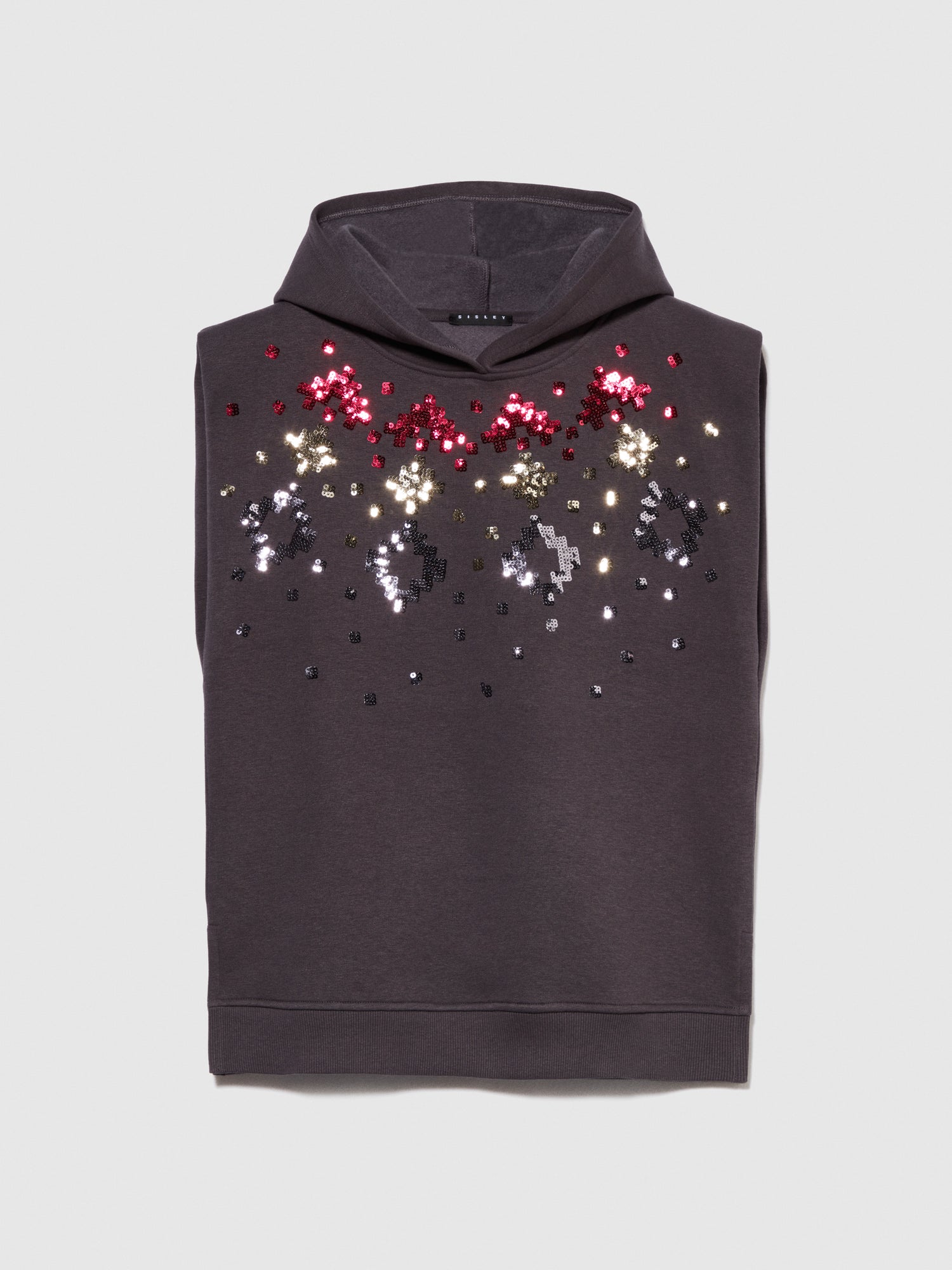 Gilet in felpa con cappuccio da bambina grigio scuro | Sisley young Outlet