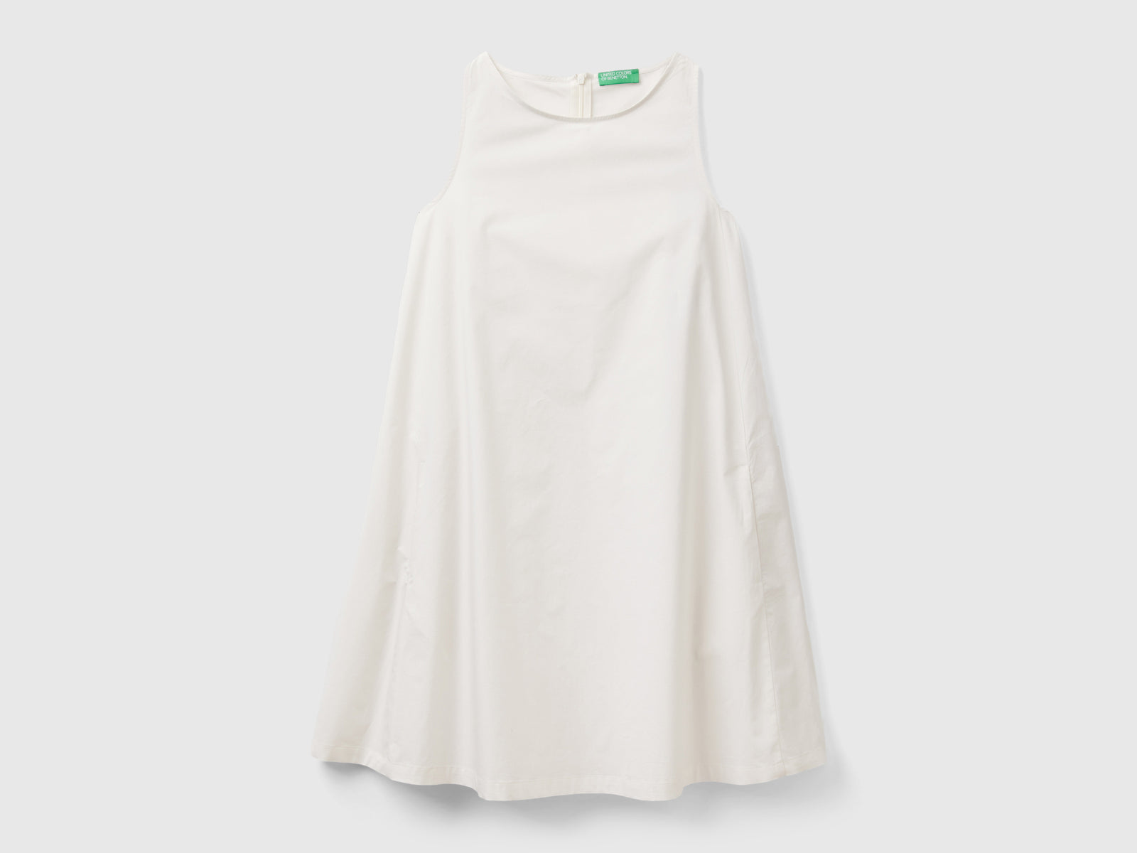 Abito smanicato a trapezio da donna bianco panna | Benetton Outlet