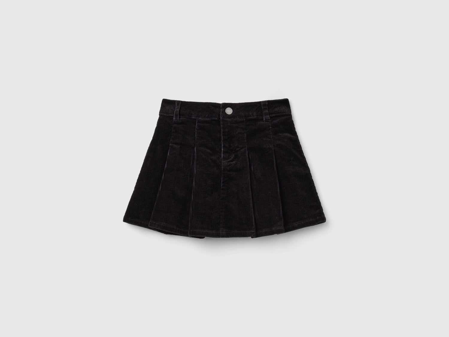 Minigonna in velluto a pieghe da bambina nero | Benetton Outlet