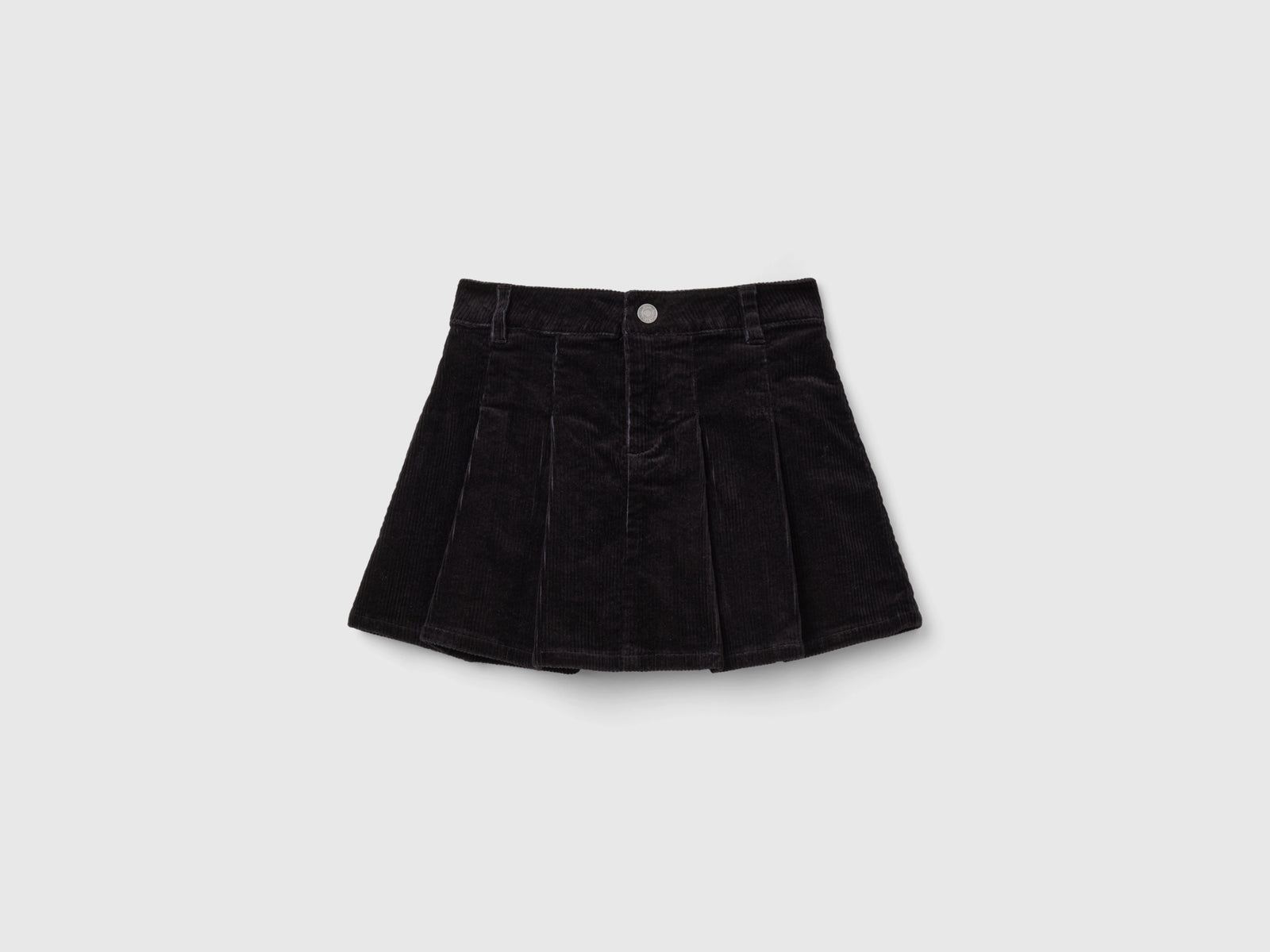 Minigonna in velluto a pieghe da bambina nero | Benetton Outlet