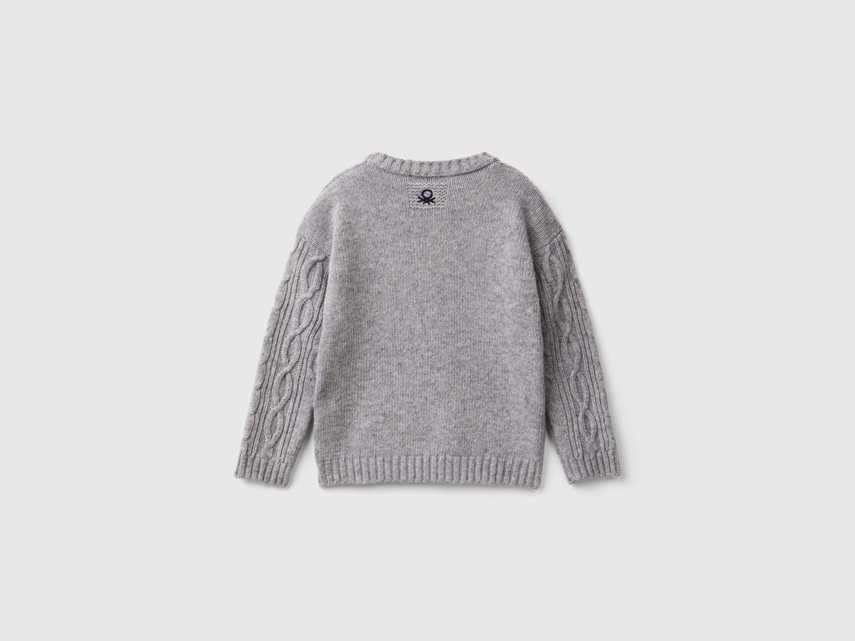 Maglia con trecce in misto lana