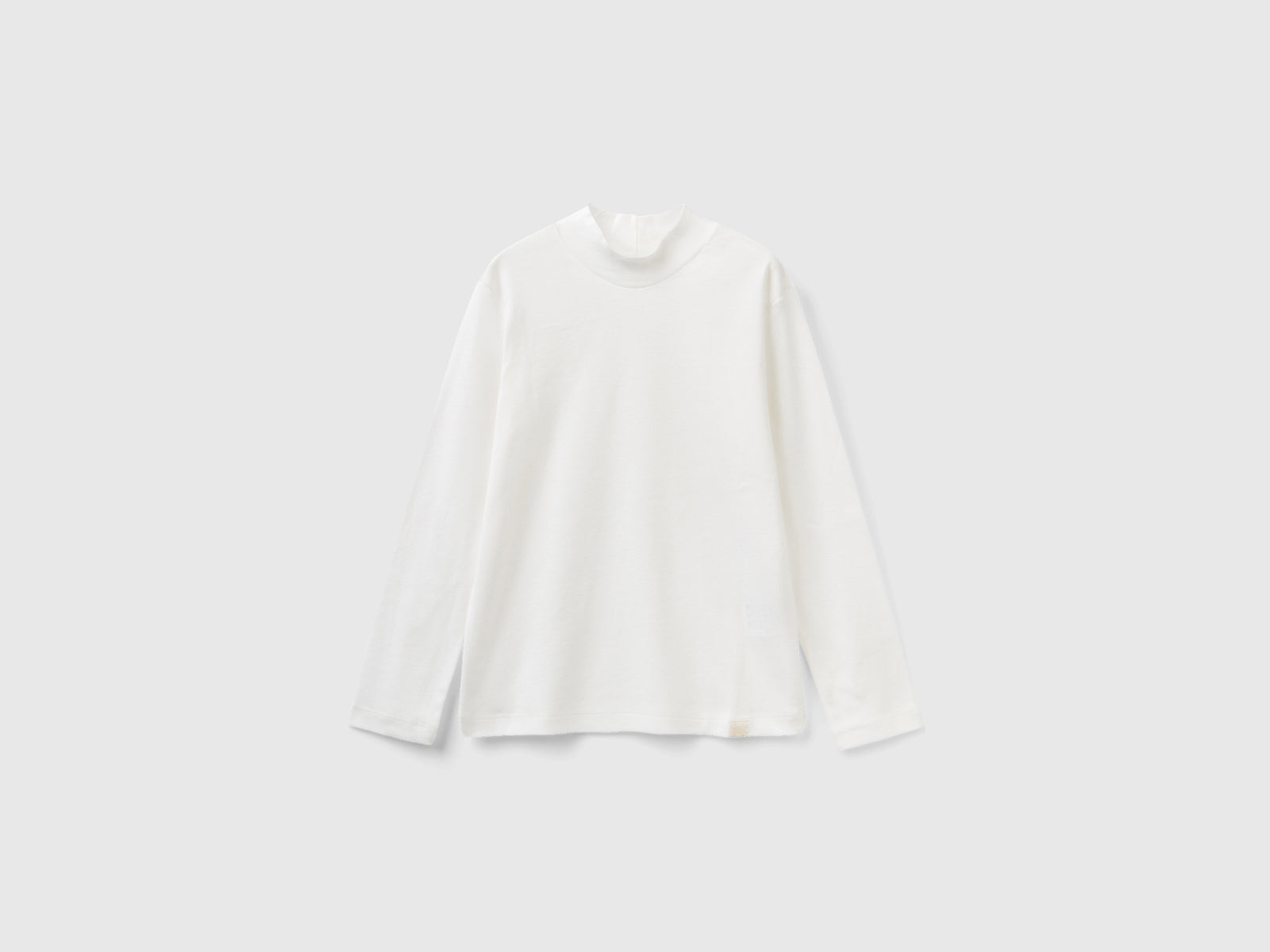 T-shirt lupetto a costine da bambino bianco | Benetton Outlet