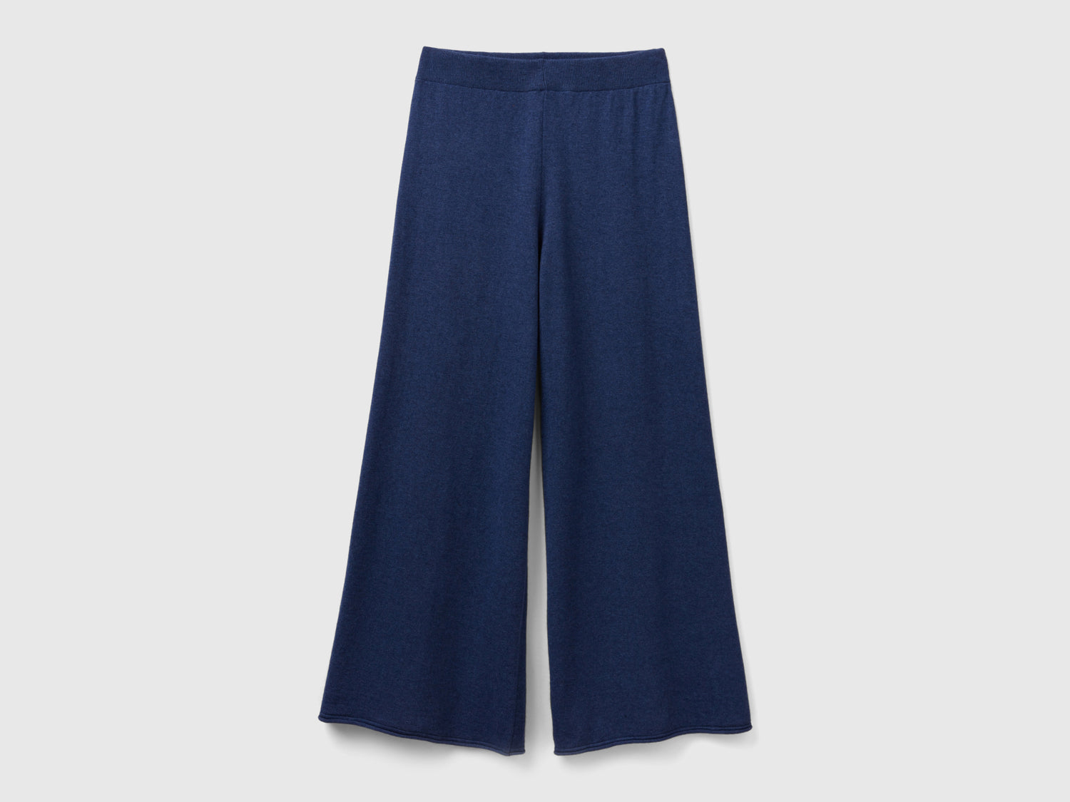 Pantaloni ampi blu in misto lana e cashmere da donna avio | Benetton Outlet