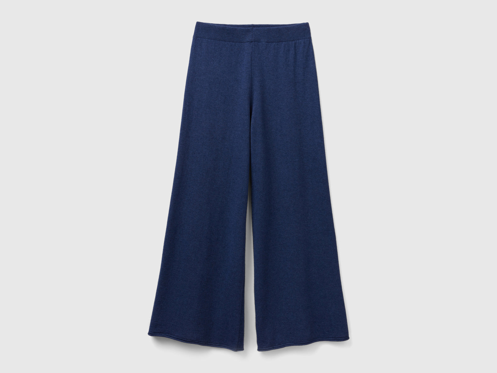 Pantaloni ampi blu in misto lana e cashmere da donna avio | Benetton Outlet