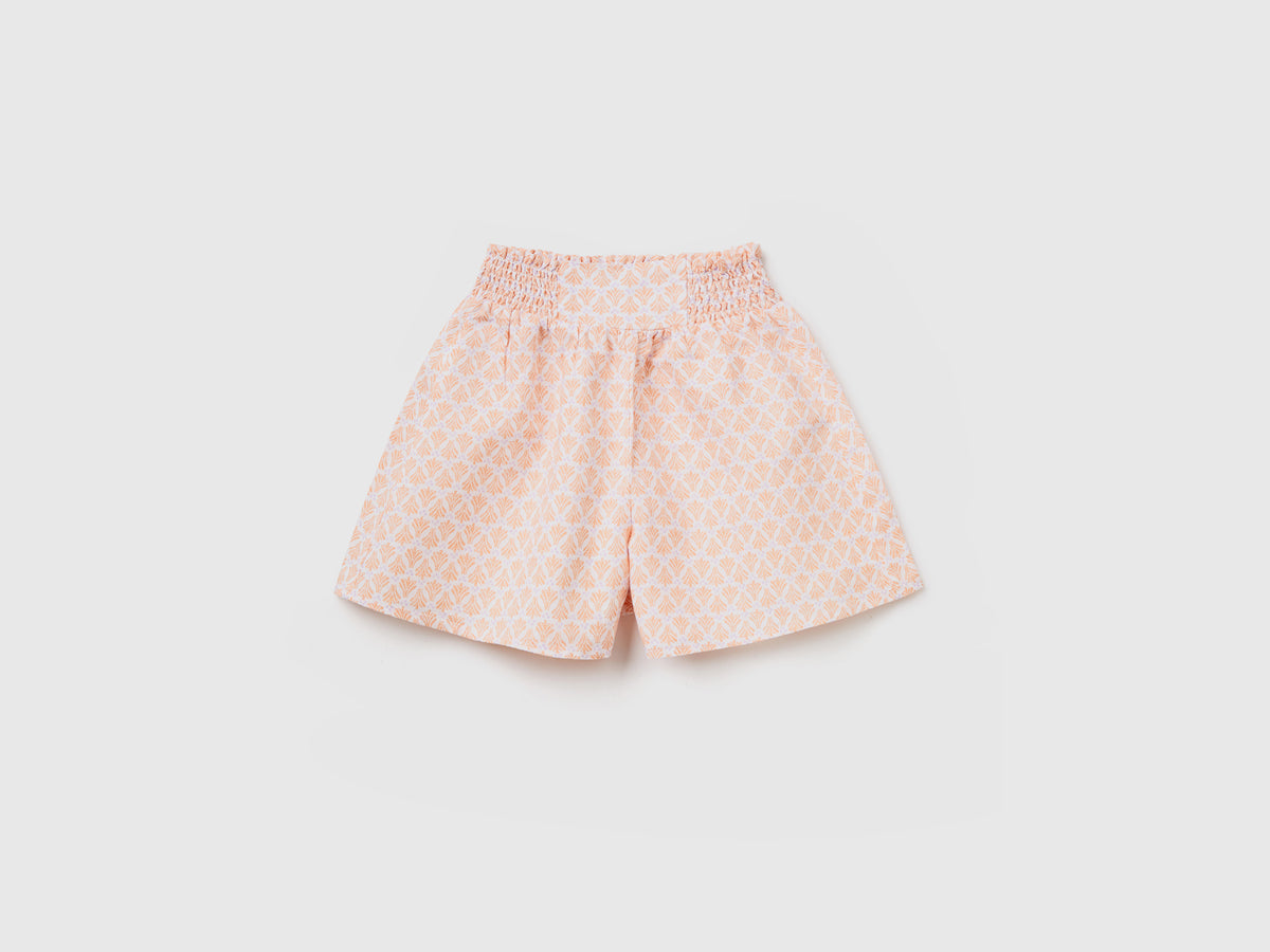 Bermuda in misto lino e cotone con gamba ampia e morbida da bambina bianco | Benetton Outlet
