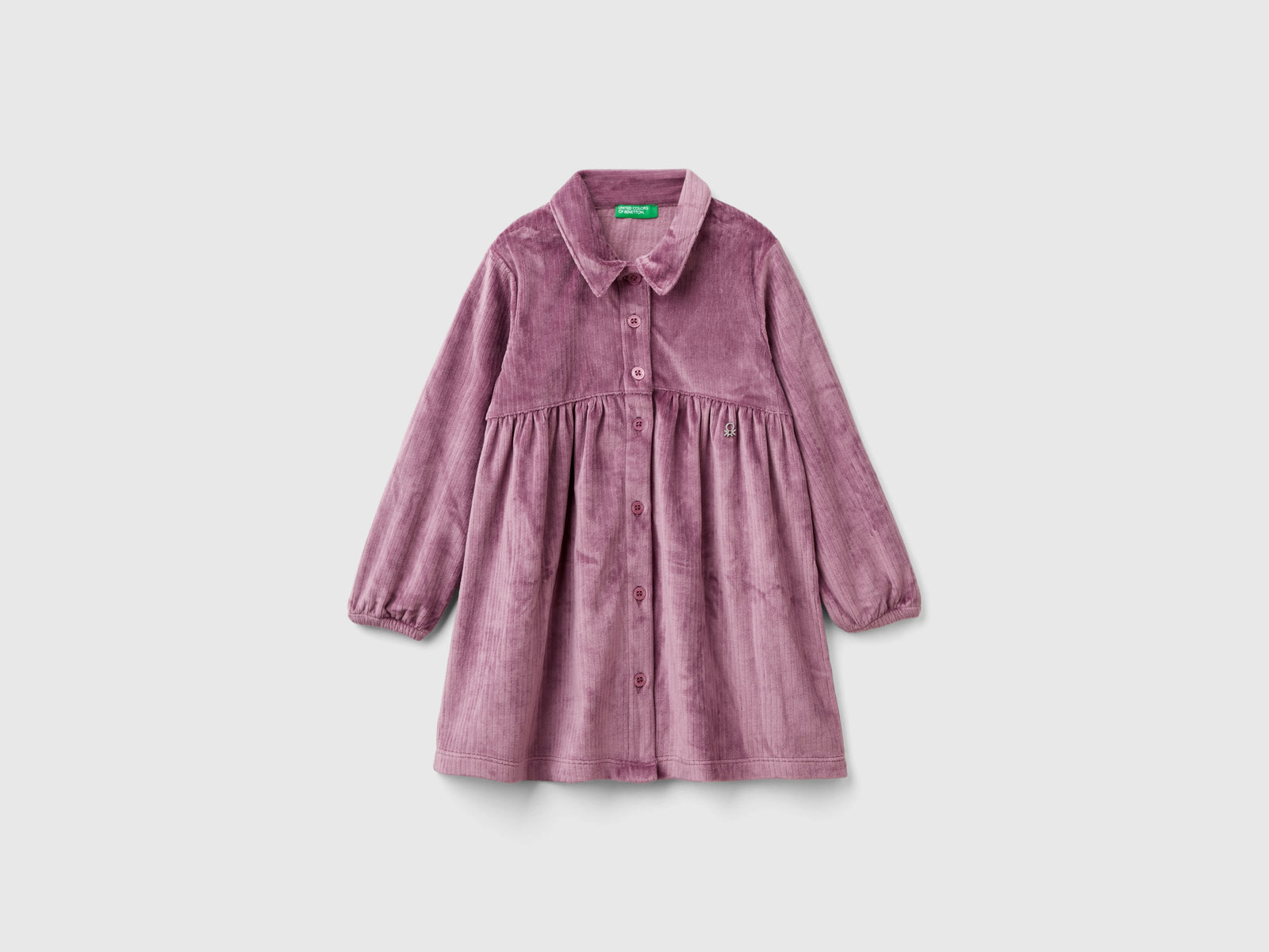 Dress with chenille collar da bimba malva scuro | Benetton Outlet