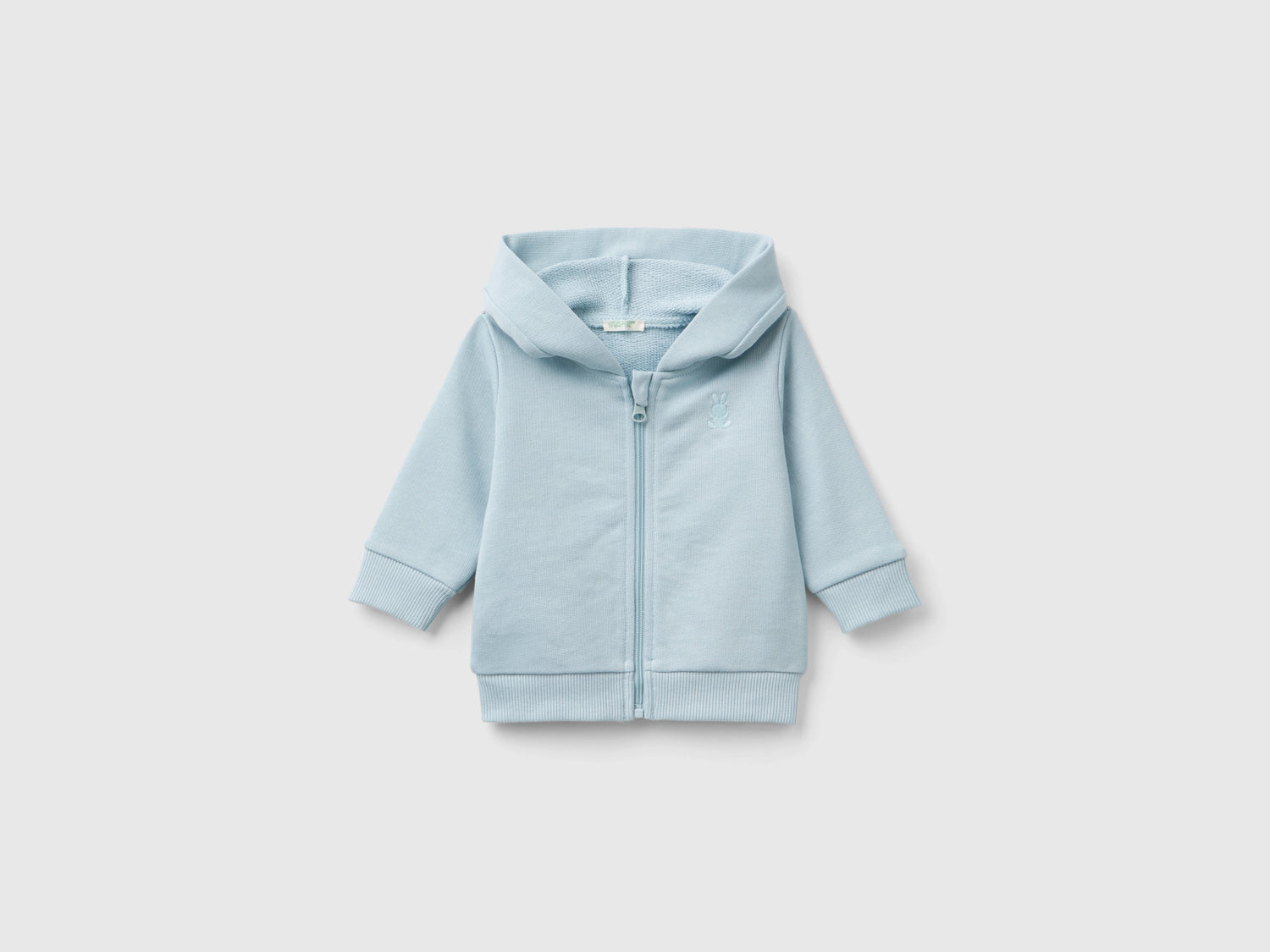 Felpa con cappuccio in cotone bio da neonato verde acqua | Benetton Outlet