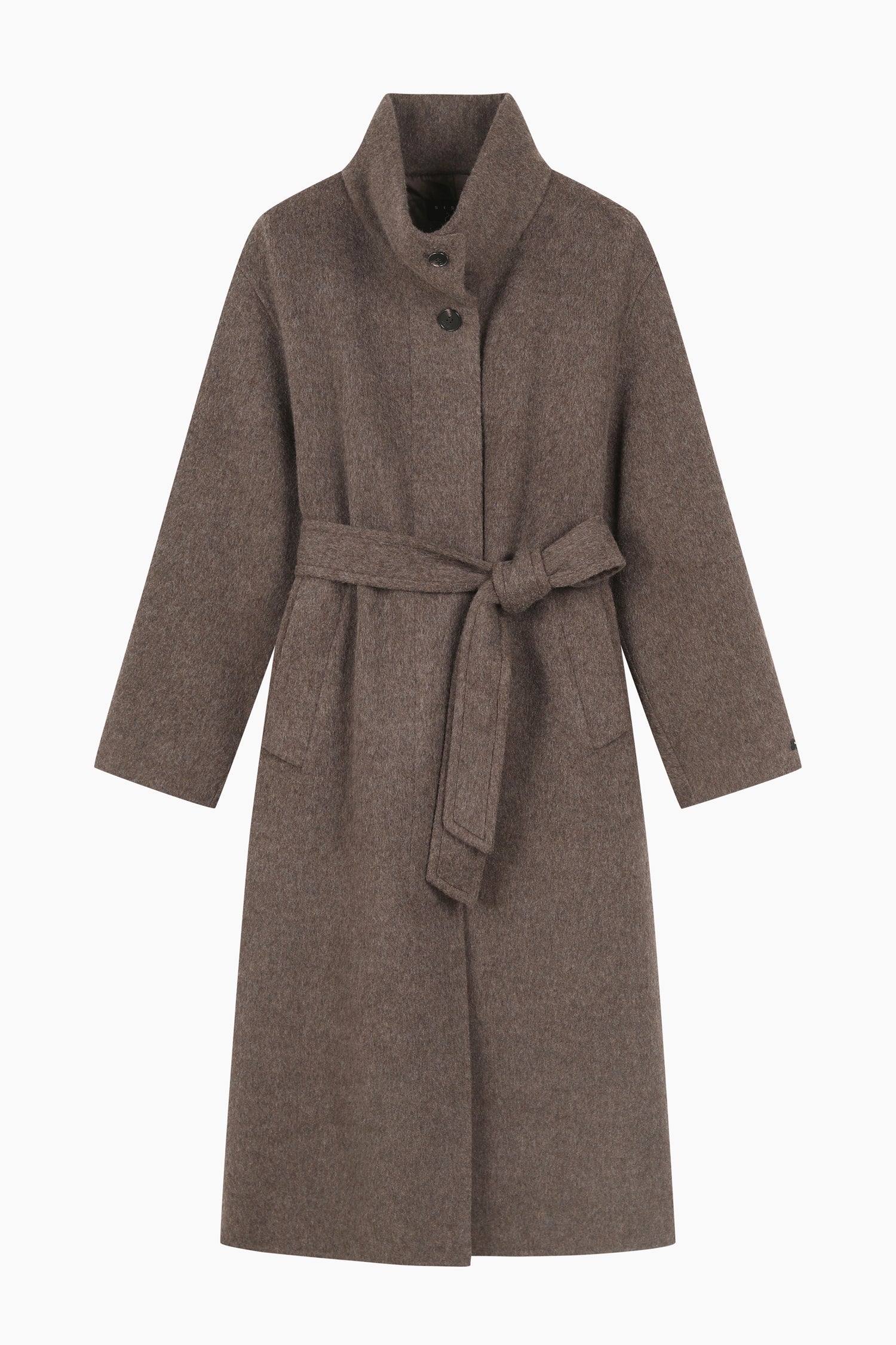 Cappotto 100% lana con cintura da donna marrone | Sisley Outlet