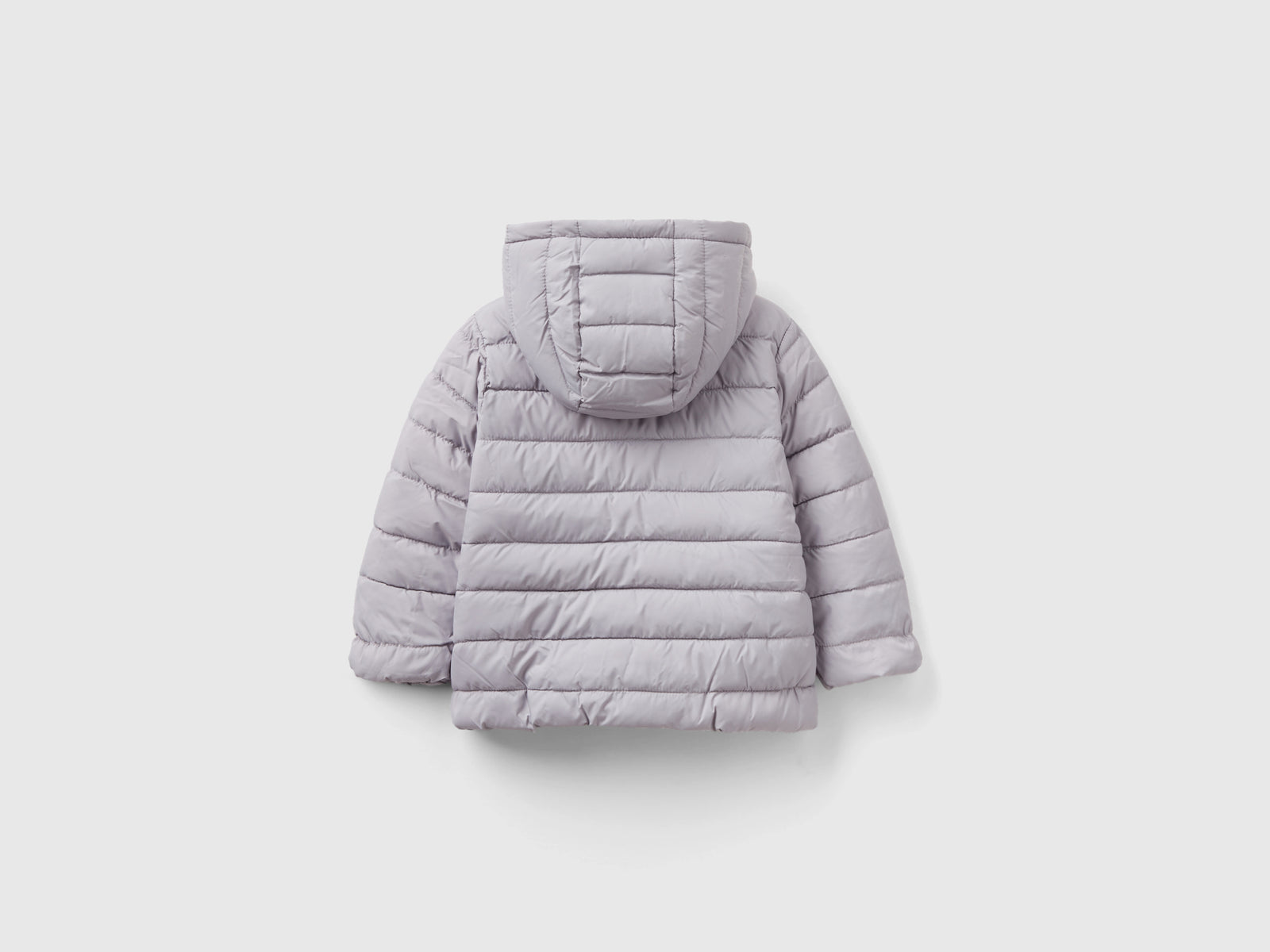 Giubbotto imbottito con rouches da bimba grigio chiaro 2 | Benetton Outlet