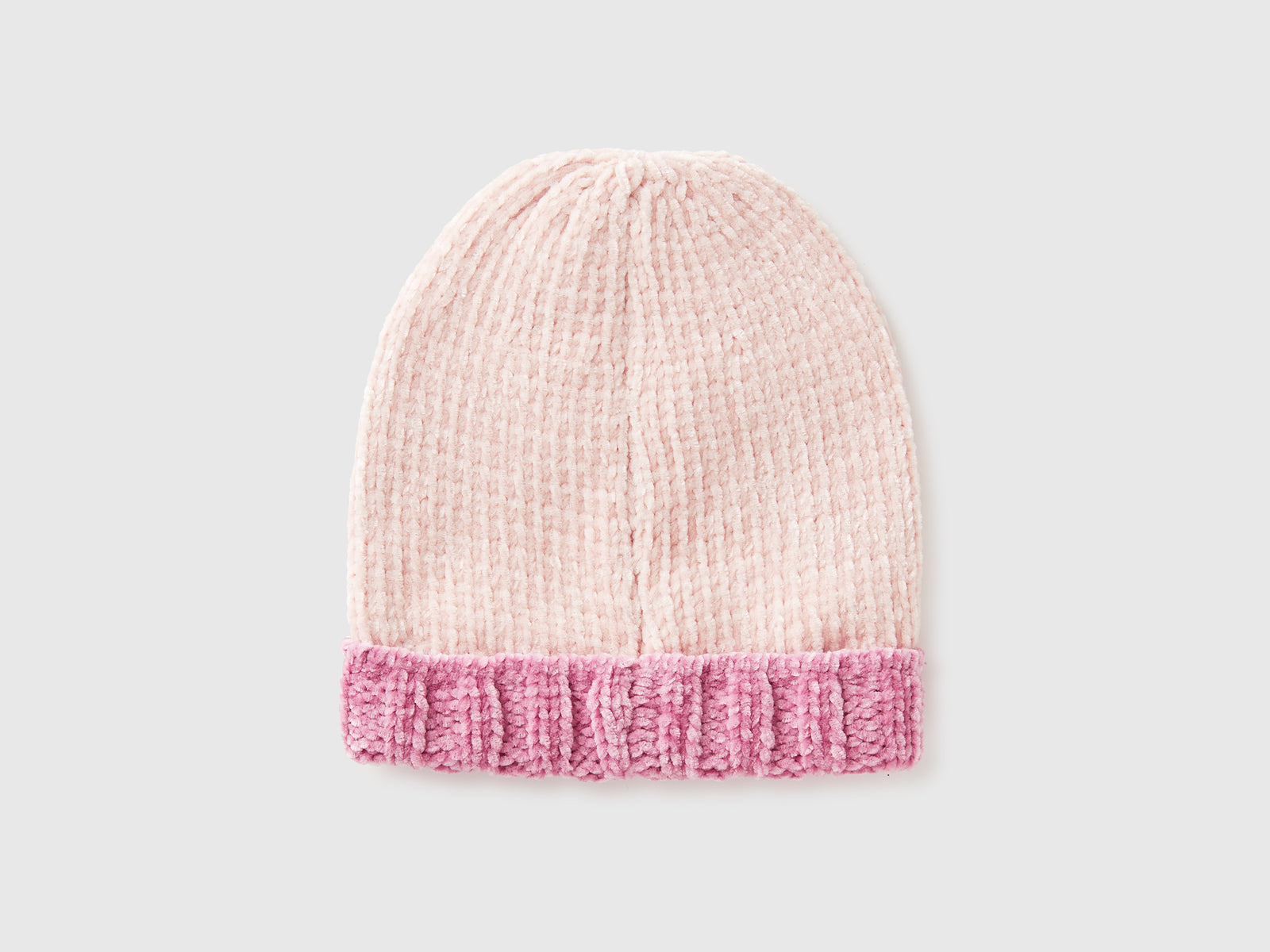 Berretto color block in ciniglia da bimbo rosa tenue 2 | Benetton Outlet