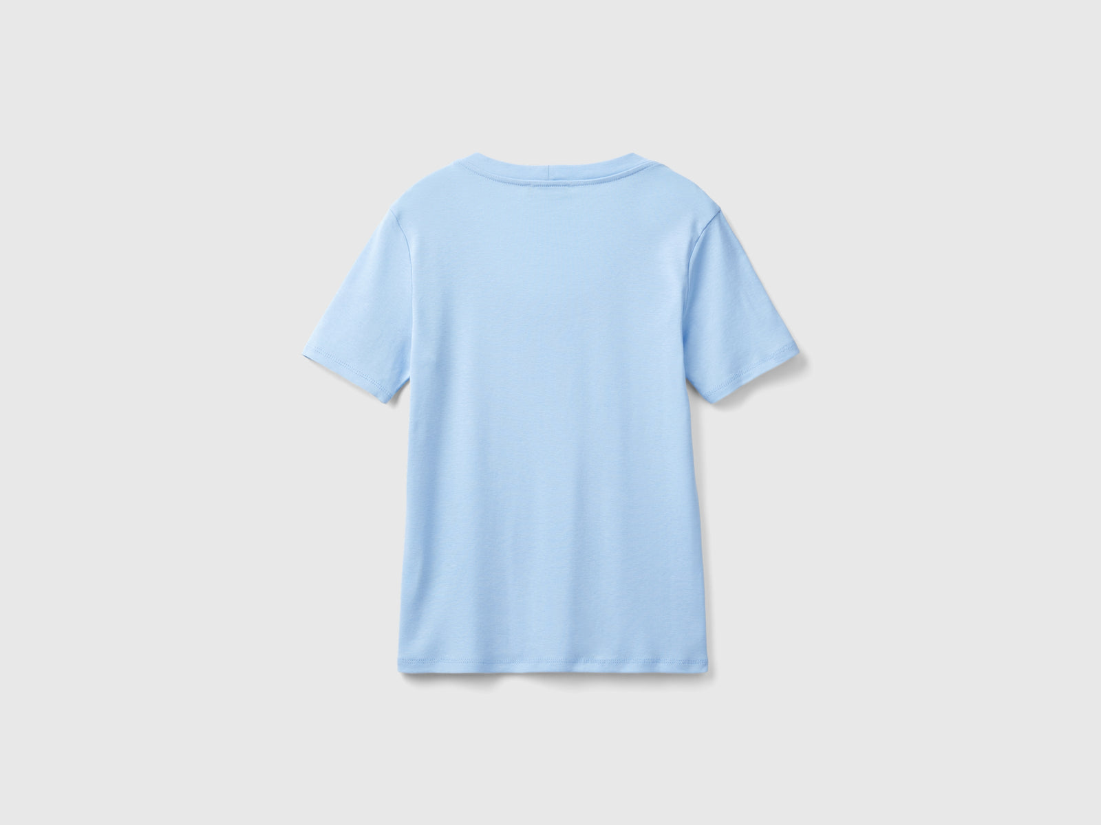 T-shirt manica corta in cotone a fibra lunga da donna azzurro 2 | Benetton Outlet