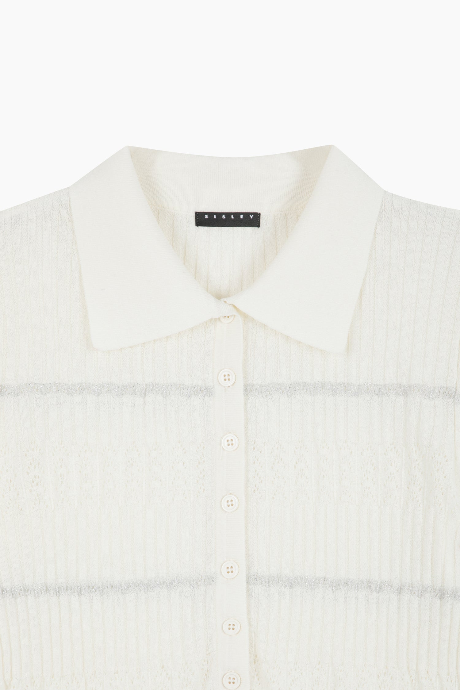 Maglia polo a costine da donna bianco 3 | Sisley Outlet