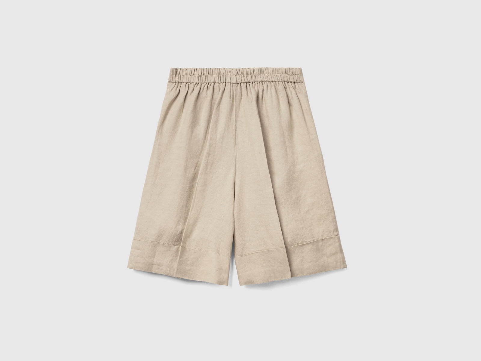Bermuda 100% lino con risvolto da donna beige 2 | Benetton Outlet