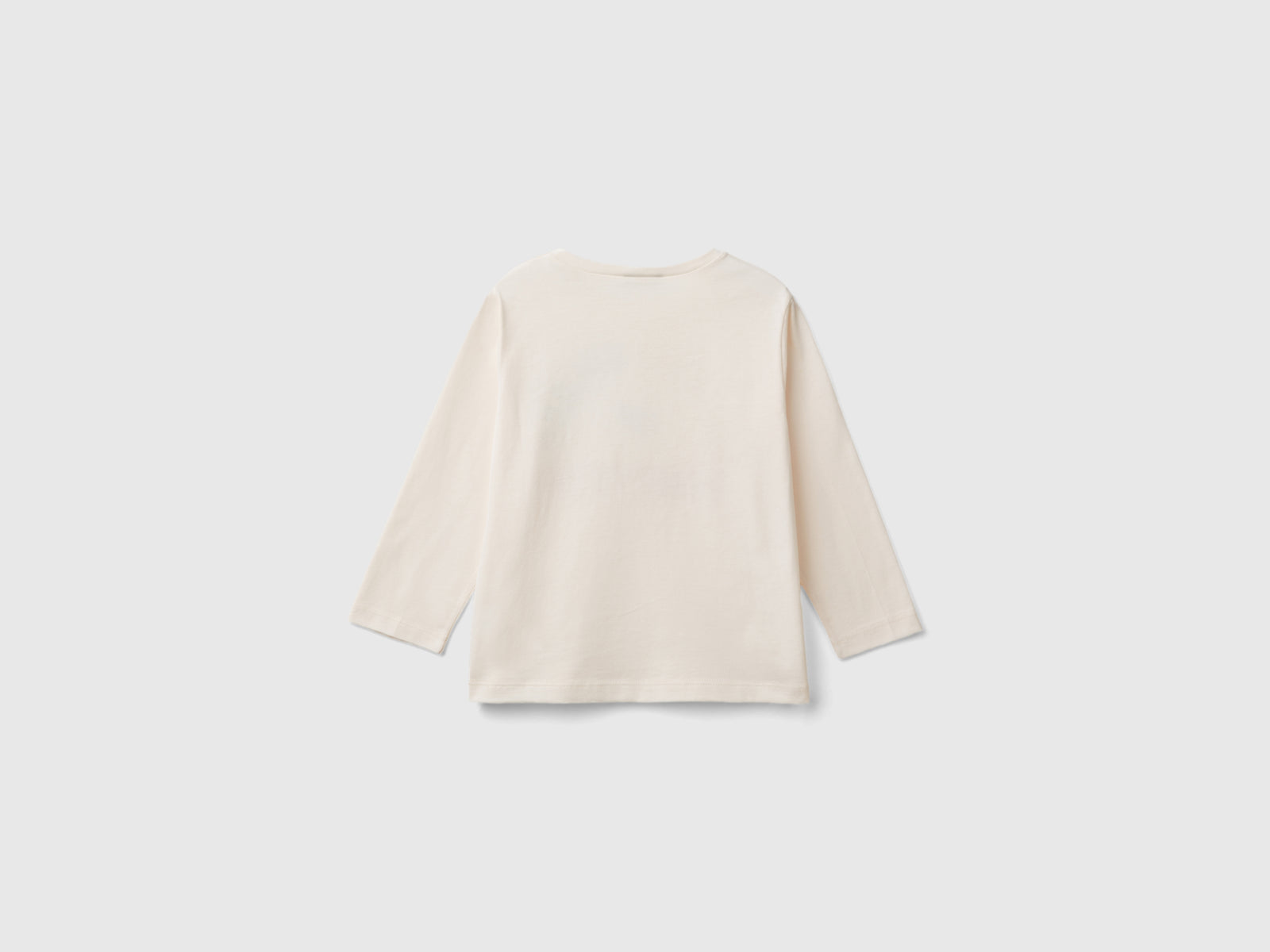 Maglietta girocollo in caldo cotone bio da bimbo bianco panna 2 | Benetton Outlet
