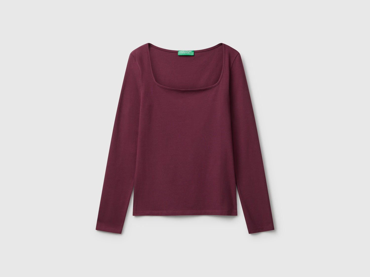 T-shirt con scollo ampio da donna prugna | Benetton Outlet