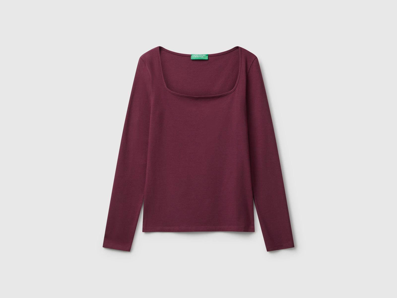 T-shirt con scollo ampio da donna prugna | Benetton Outlet
