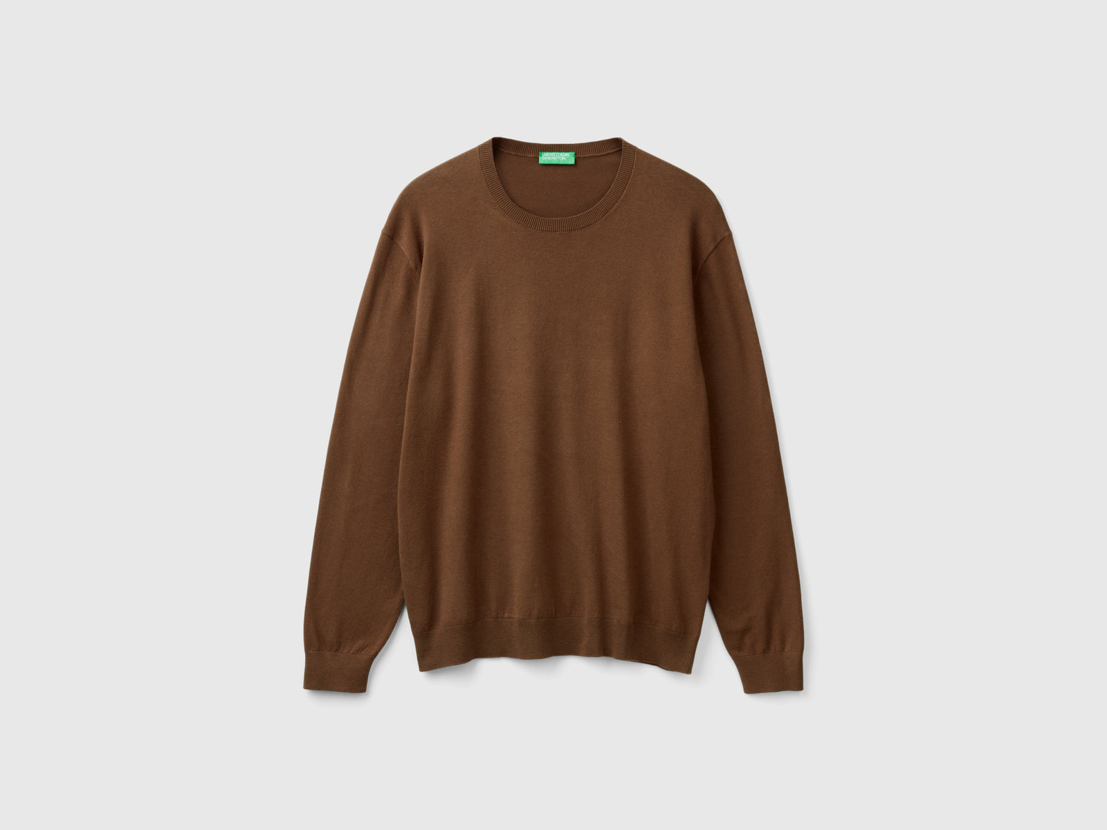 Maglia girocollo in misto cotone leggero da uomo marrone | Benetton Outlet