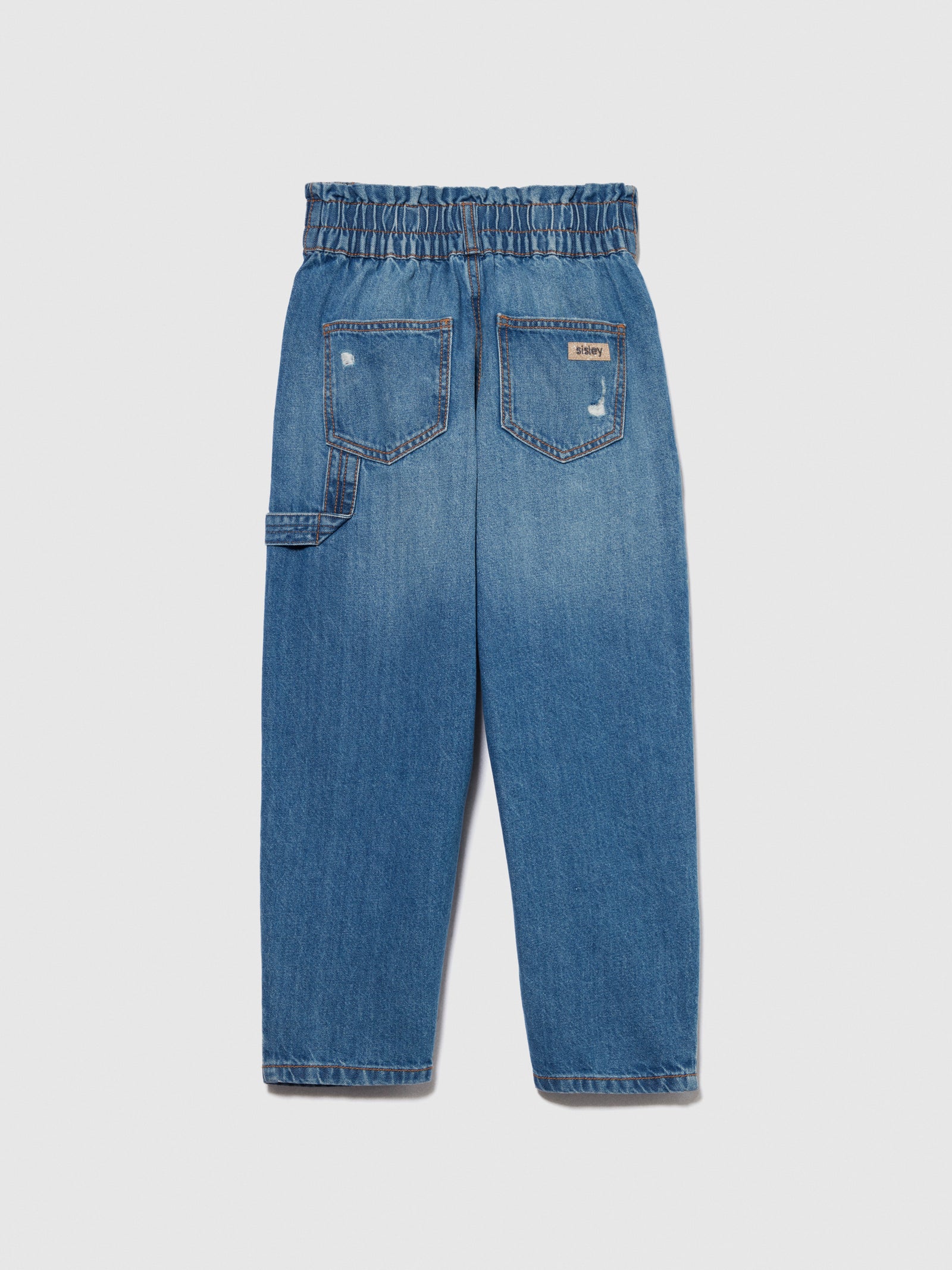 Jeans a vita alta con rotture da bambina blu 2 | Sisley young Outlet
