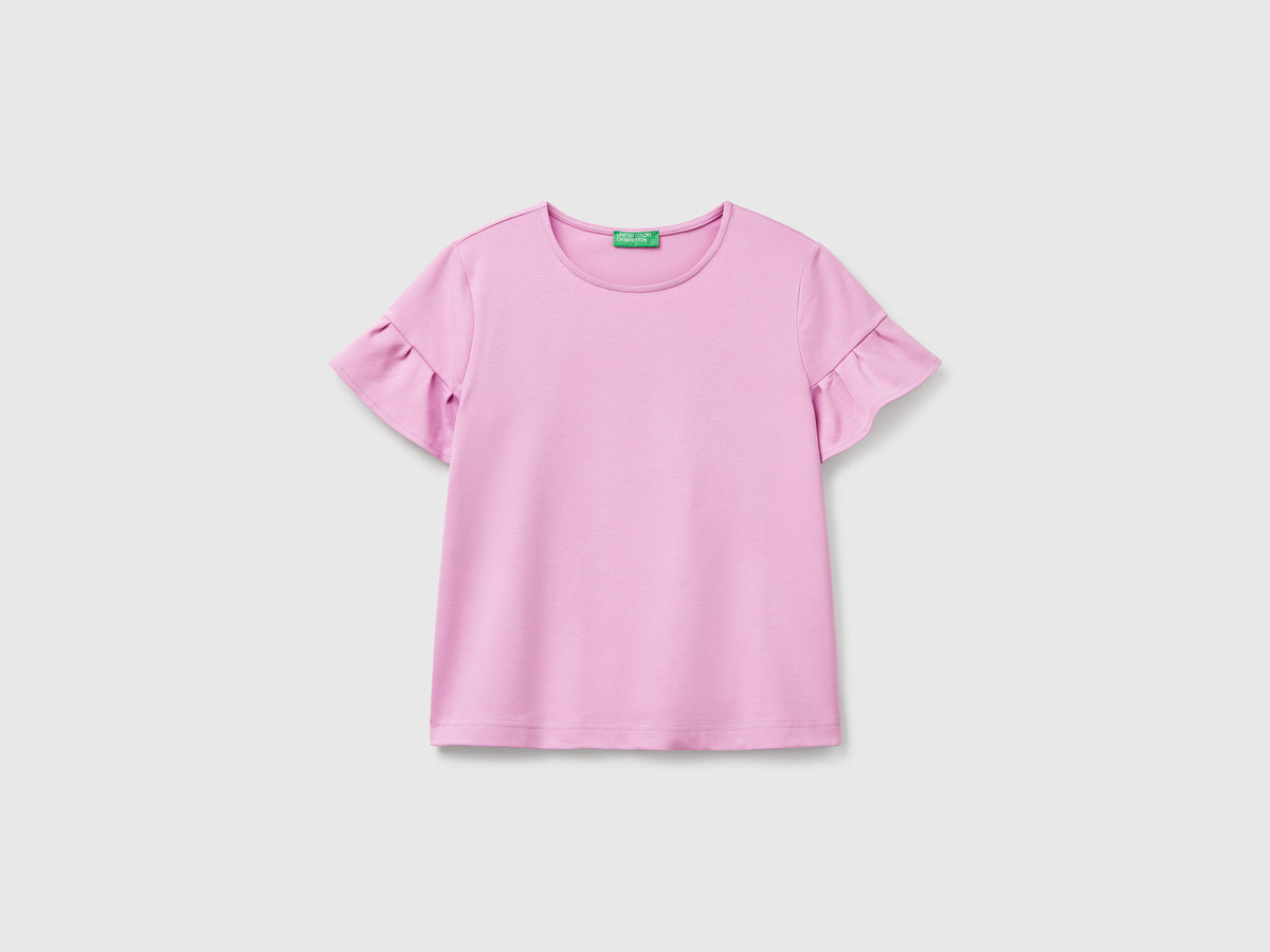 T-shirt con manica rouches