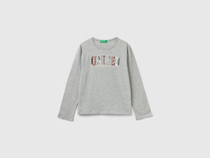 T-shirt in caldo cotone bio con paillettes