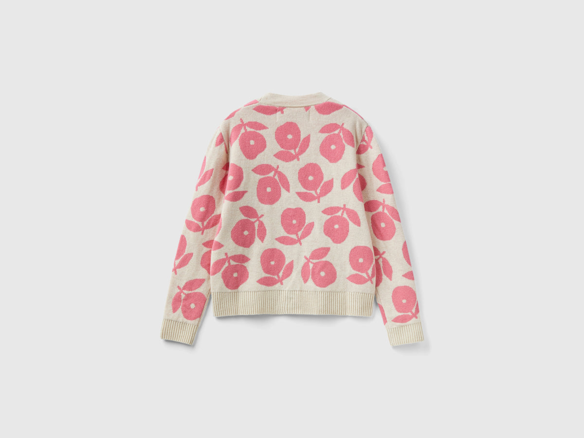 Cardigan con intarsi floreali