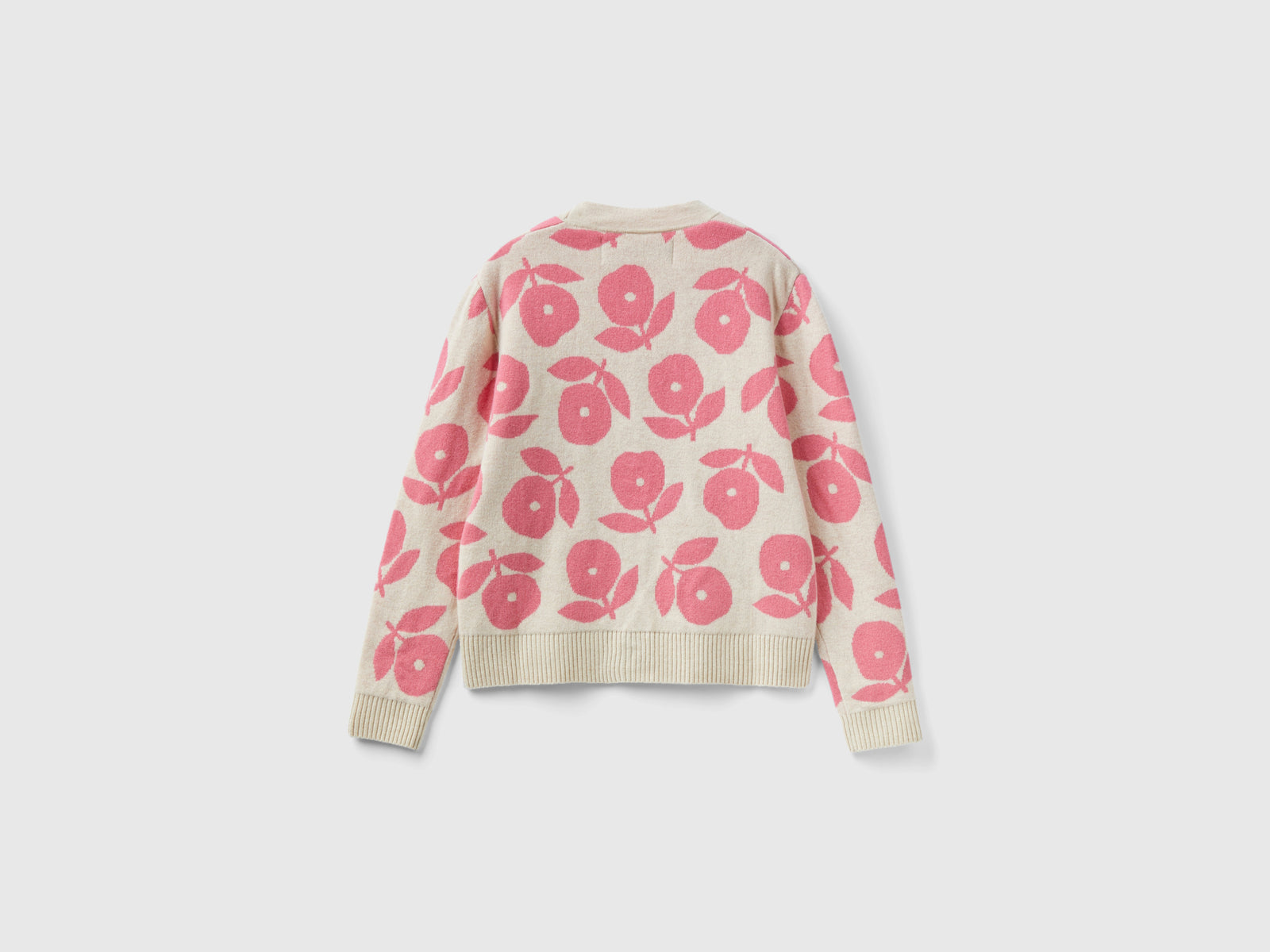 Cardigan con intarsi floreali da donna beige 2 | Benetton Outlet