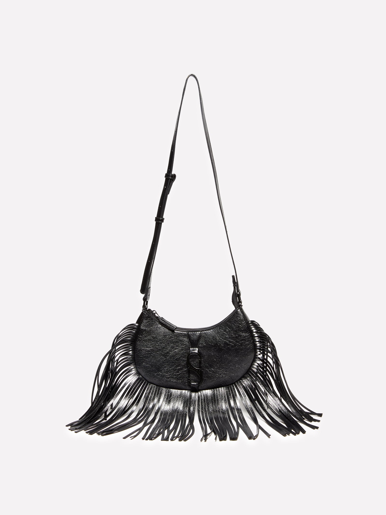 Borsa a tracolla con frange da donna nero | Sisley Outlet