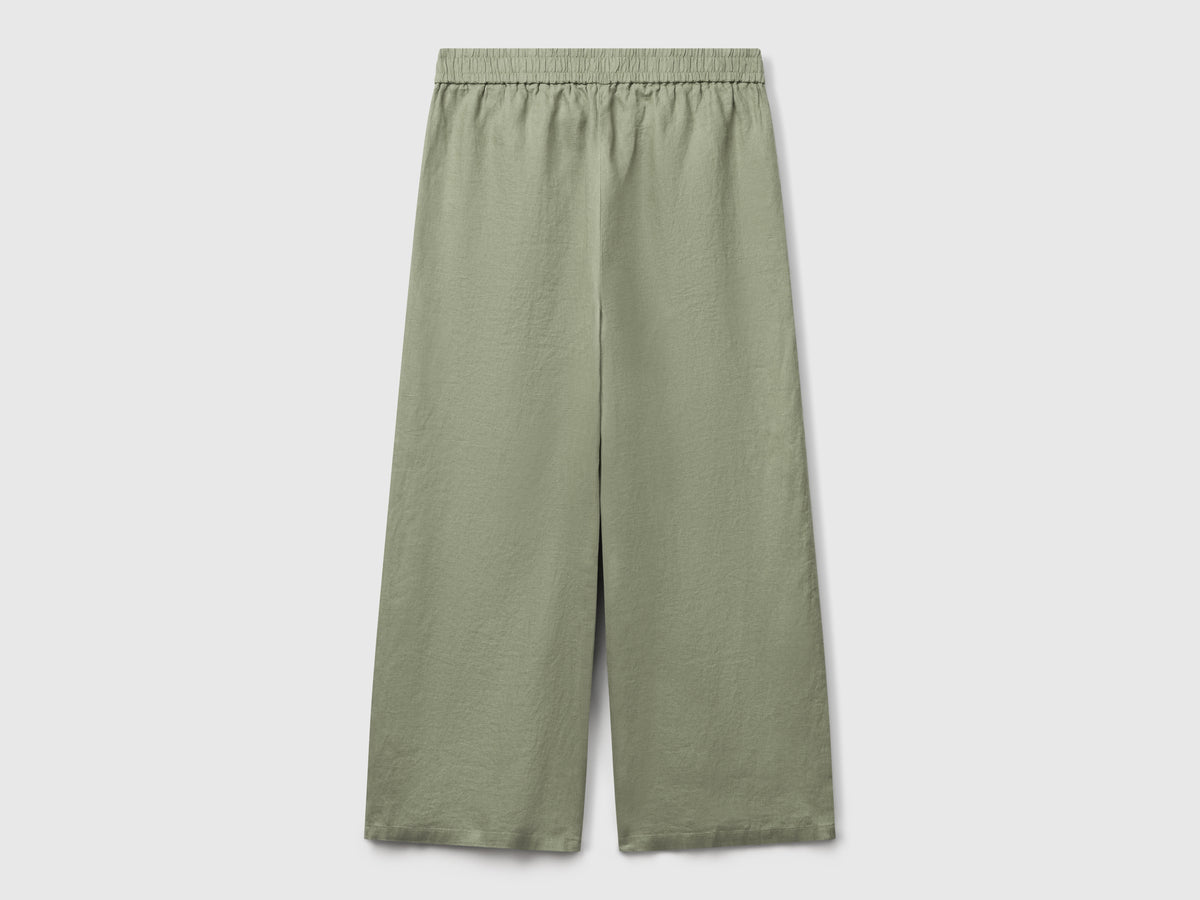 Pantaloni ampi in puro lino
