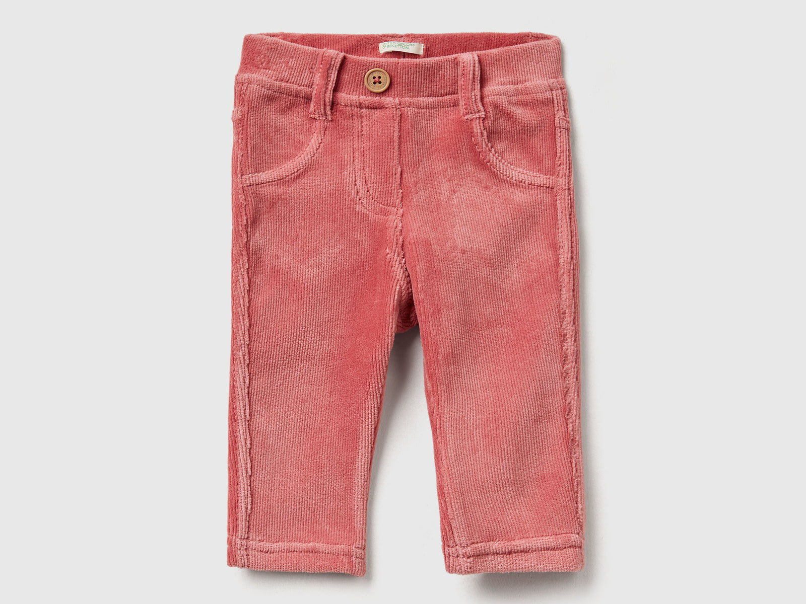 Pantaloni in ciniglia stretch da neonato salmone | Benetton Outlet